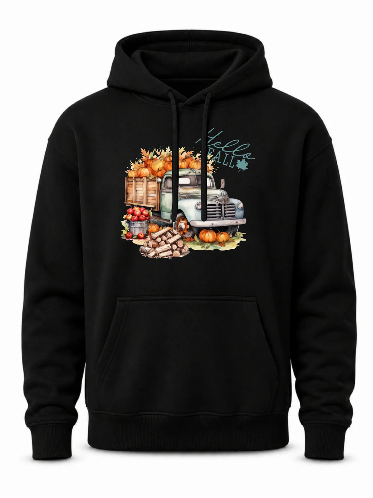 Bluza męska z kapturem jesienna – Hello Fall ciężarówka z dyniami JS08