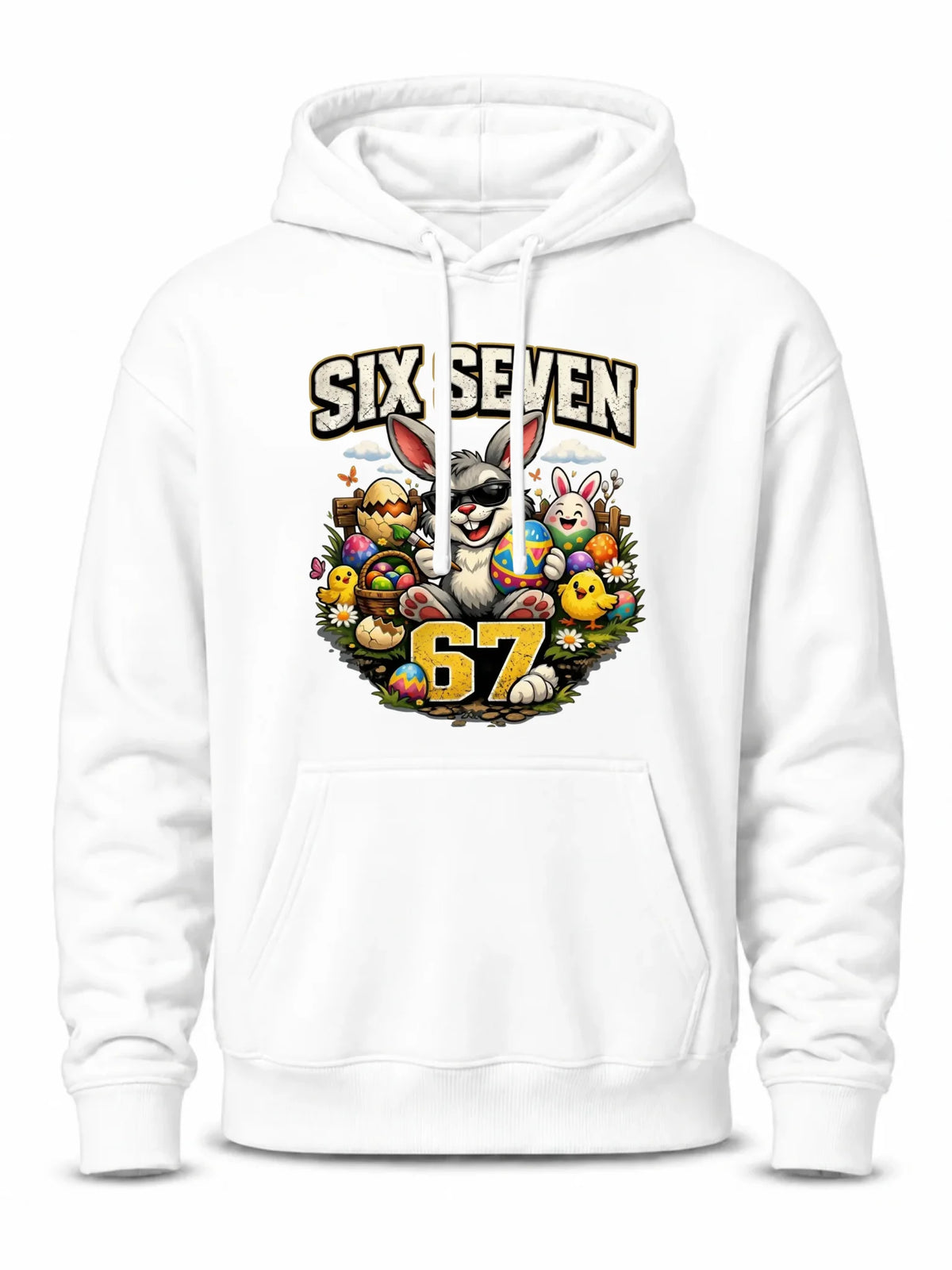 Bluza męska z kapturem wielkanocna - Zając Six Seven 67 WN10