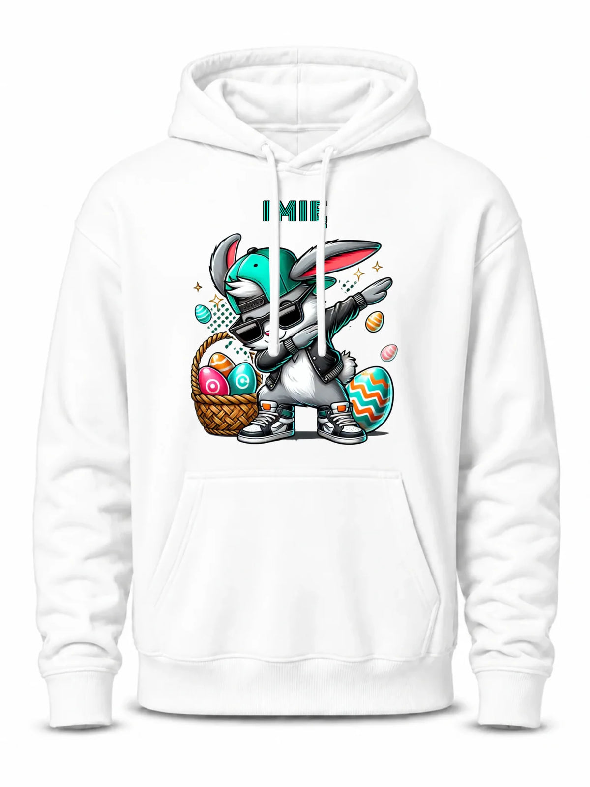 Bluza męska z kapturem wielkanocna - Zajączek Dab dance - personalizowana WN09