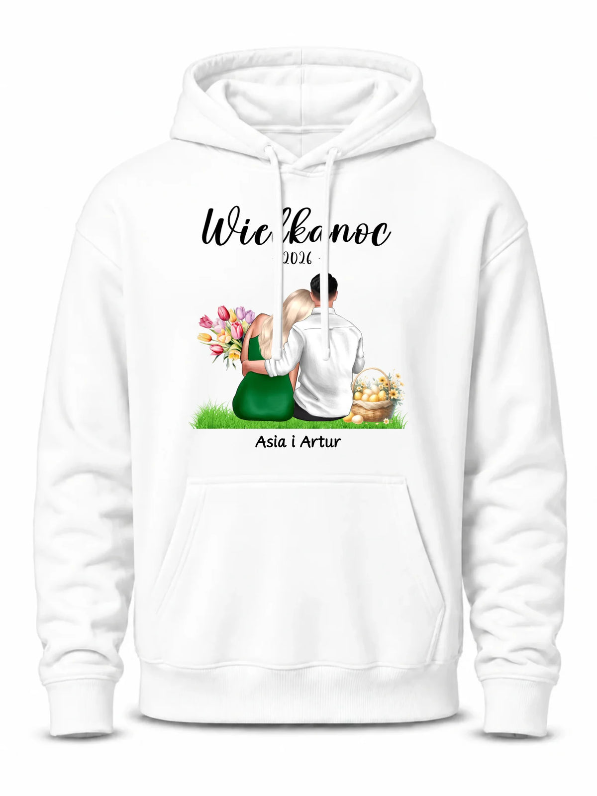 Bluza męska z kapturem na Wielkanoc dla par - personalizowana WN36