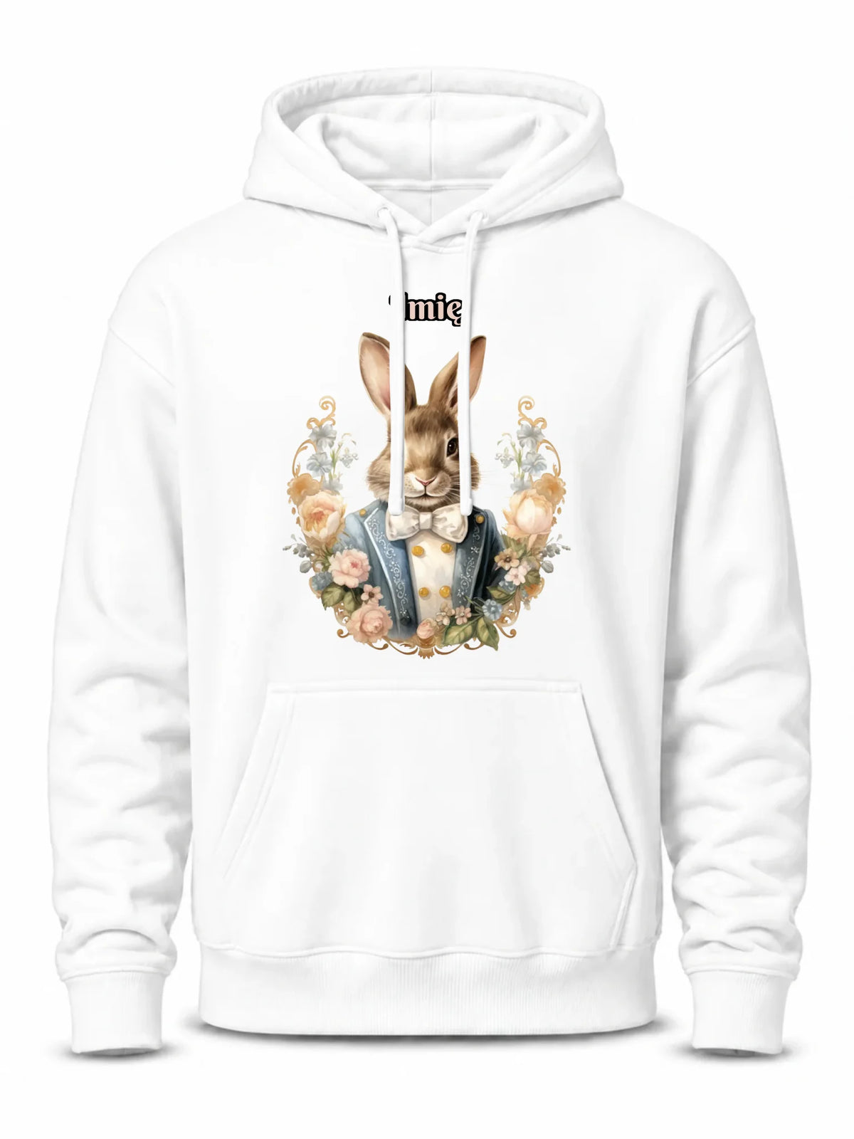 Bluza męska z kapturem na Wielkanoc - Elegancki Pan Zając - personalizowana WN06