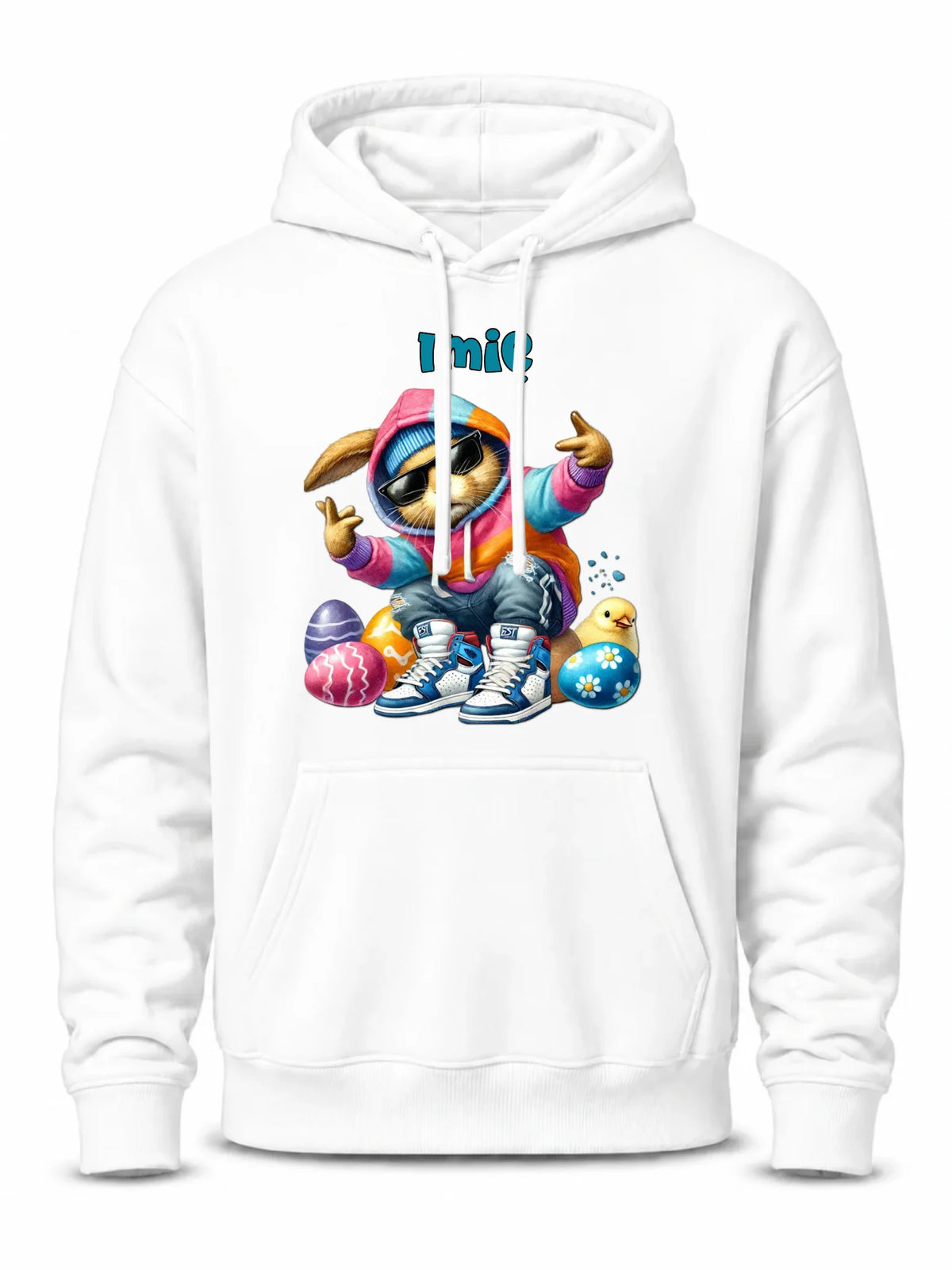 Bluza męska z kapturem na Wielkanoc - Sigma Zając w pisankach - Prezent personalizowany WN04