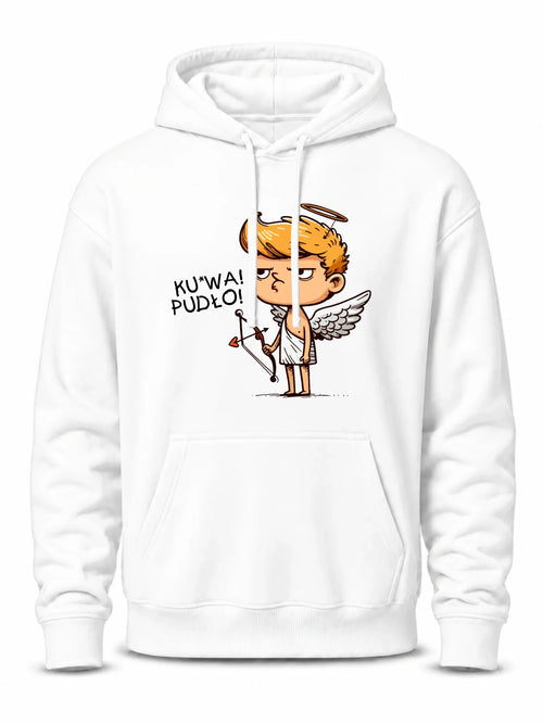 Bluza męska z kapturem - Aniołek z łukiem ku*wa pudło - bez cenzury W56