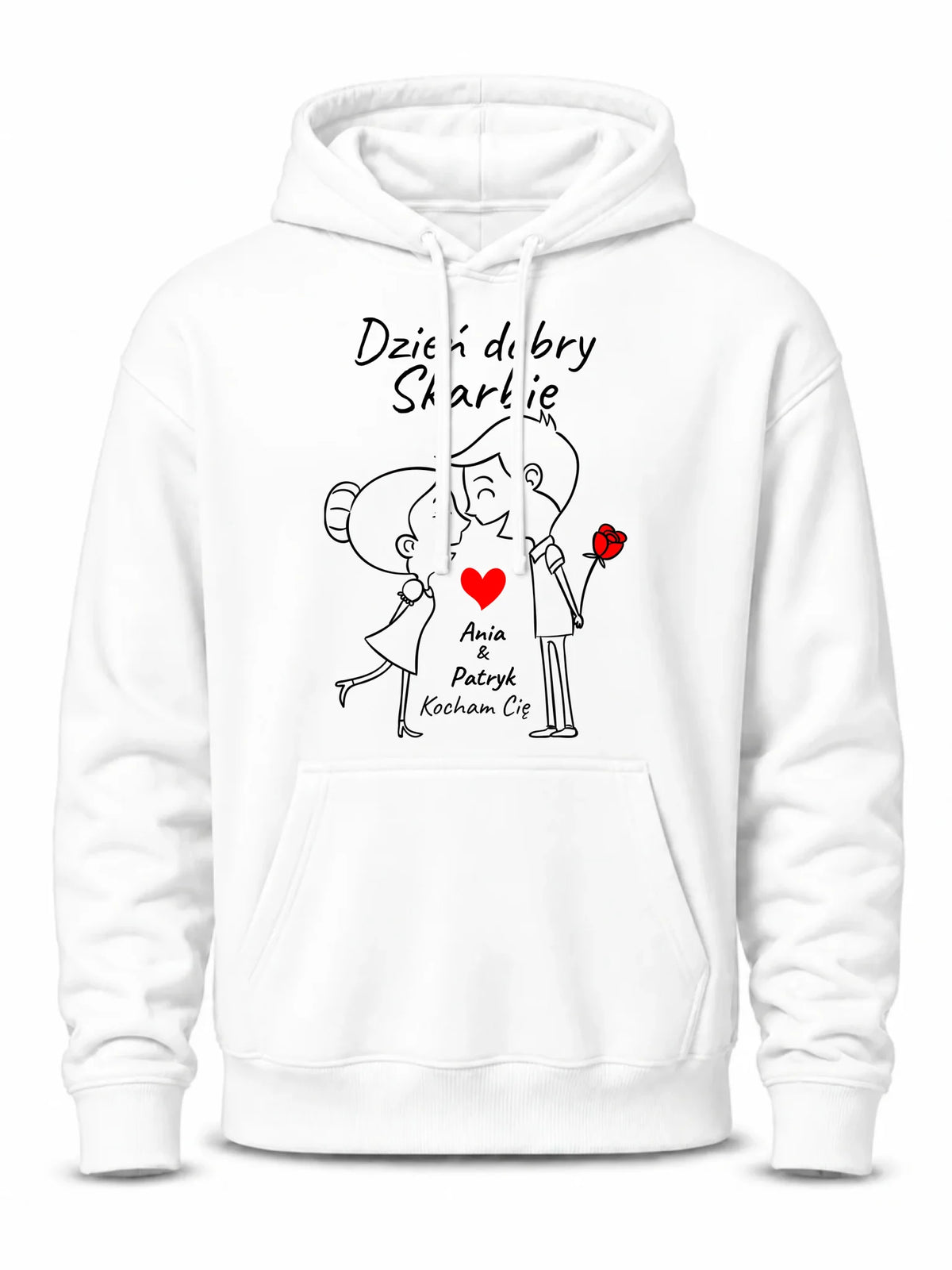 Bluza męska z kapturem dla par - Dzień dobry Skarbie - personalizowana W15