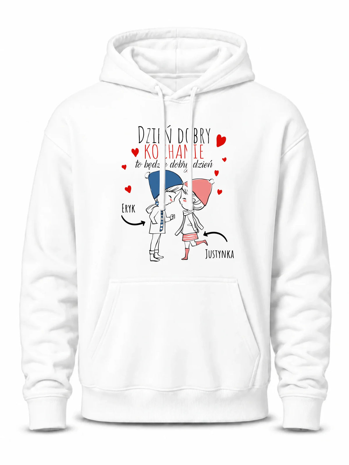 Bluza męska z kapturem dla par - Dzień dobry Kochanie - personalizowana W10