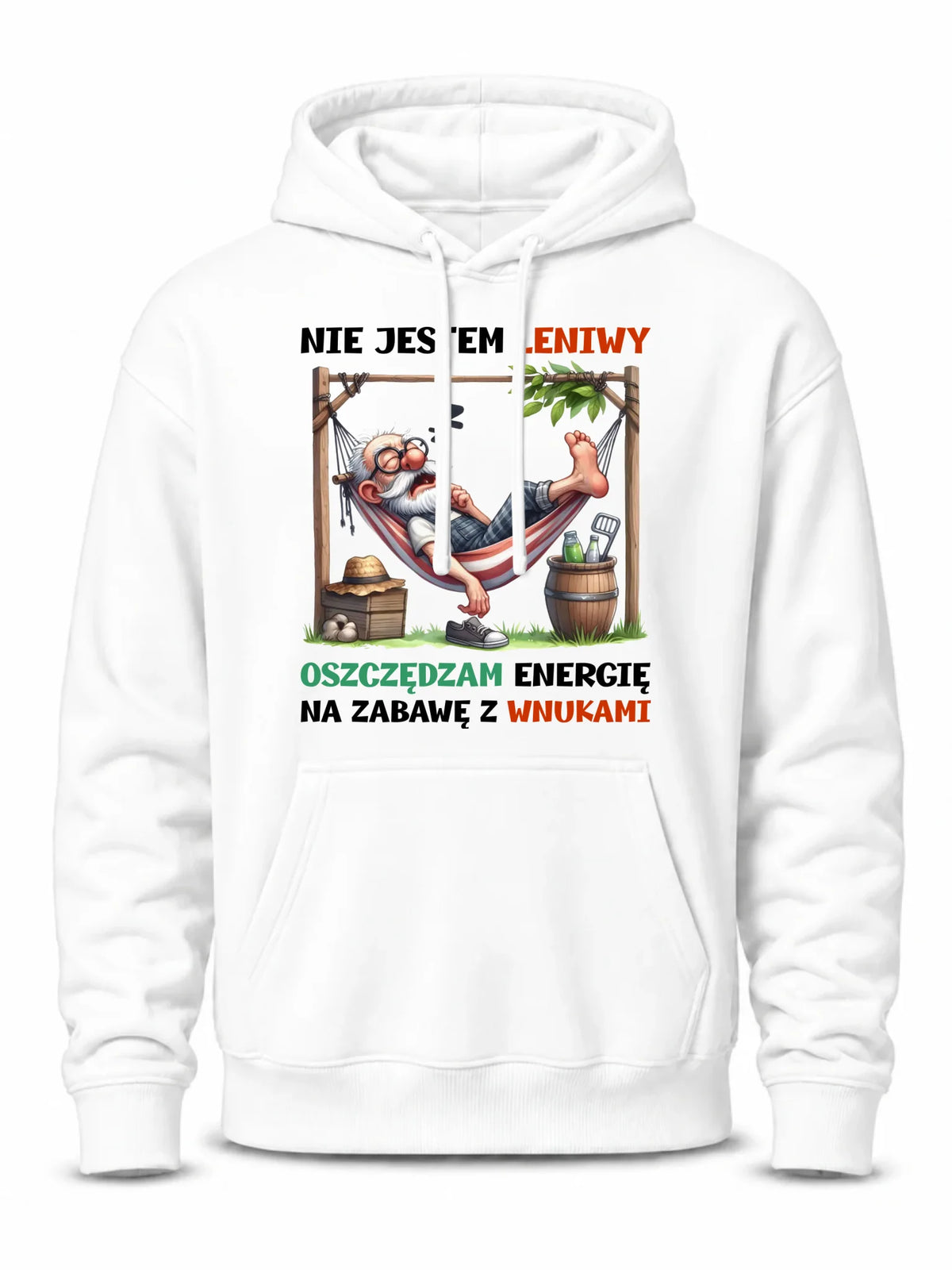 Bluza z kapturem dla dziadka - Nie jestem leniwy oszczędzam energię D39