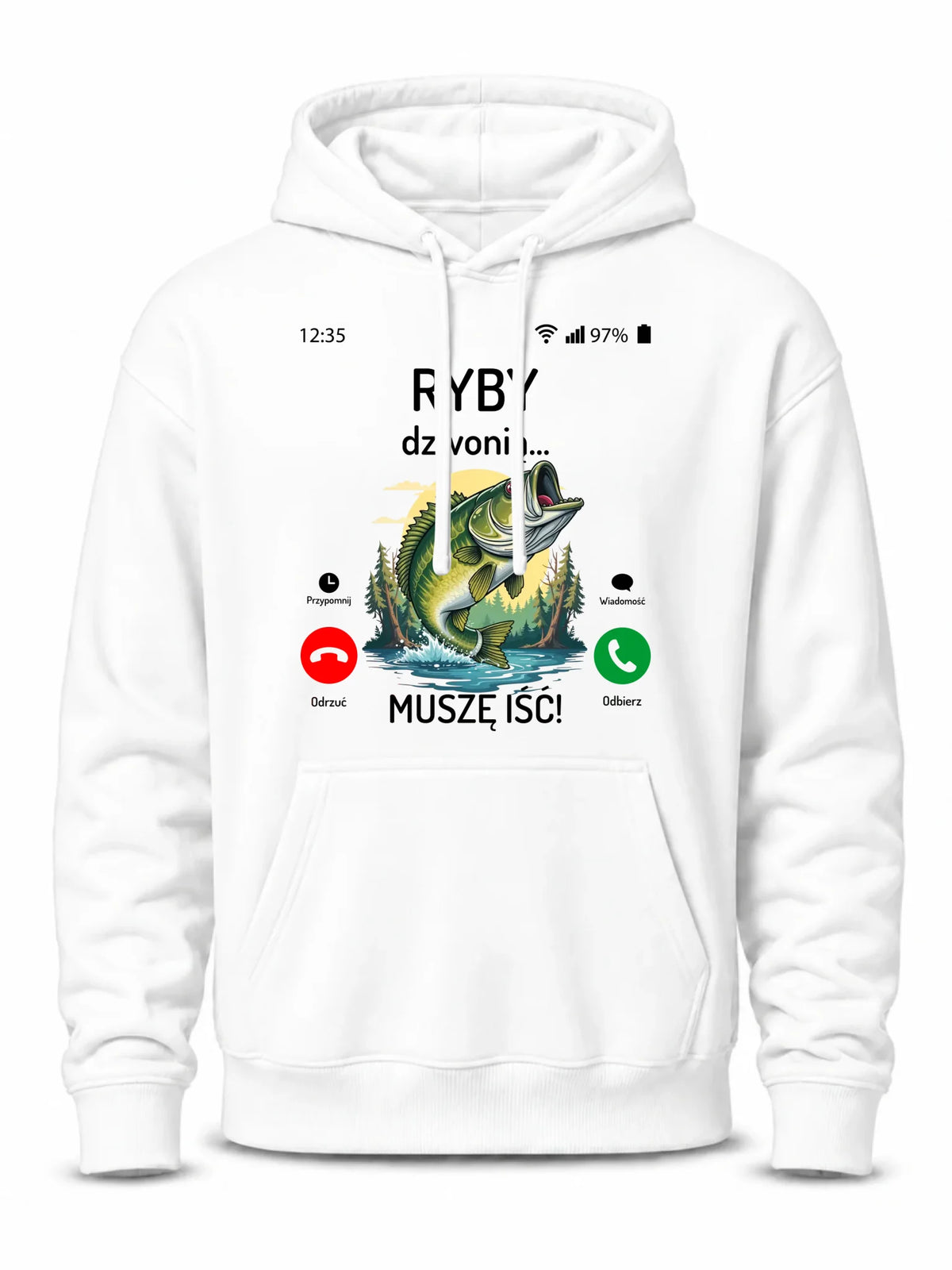 Bluza z kapturem dla dziadka wędkarza - Ryby dzwonią muszę iść D37