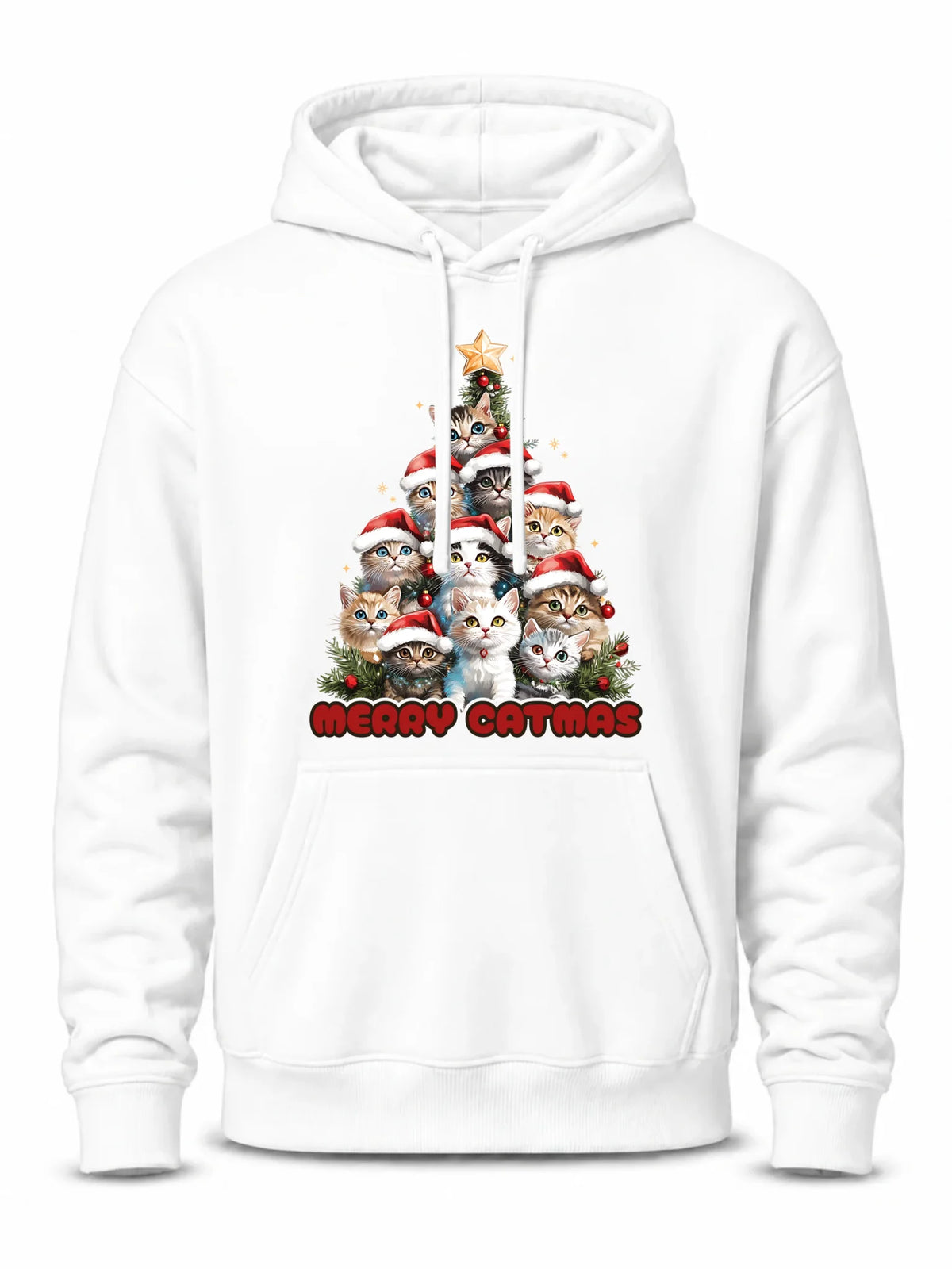 Bluza męska z kapturem świąteczna - Kocia choinka Merry Catmas BN20