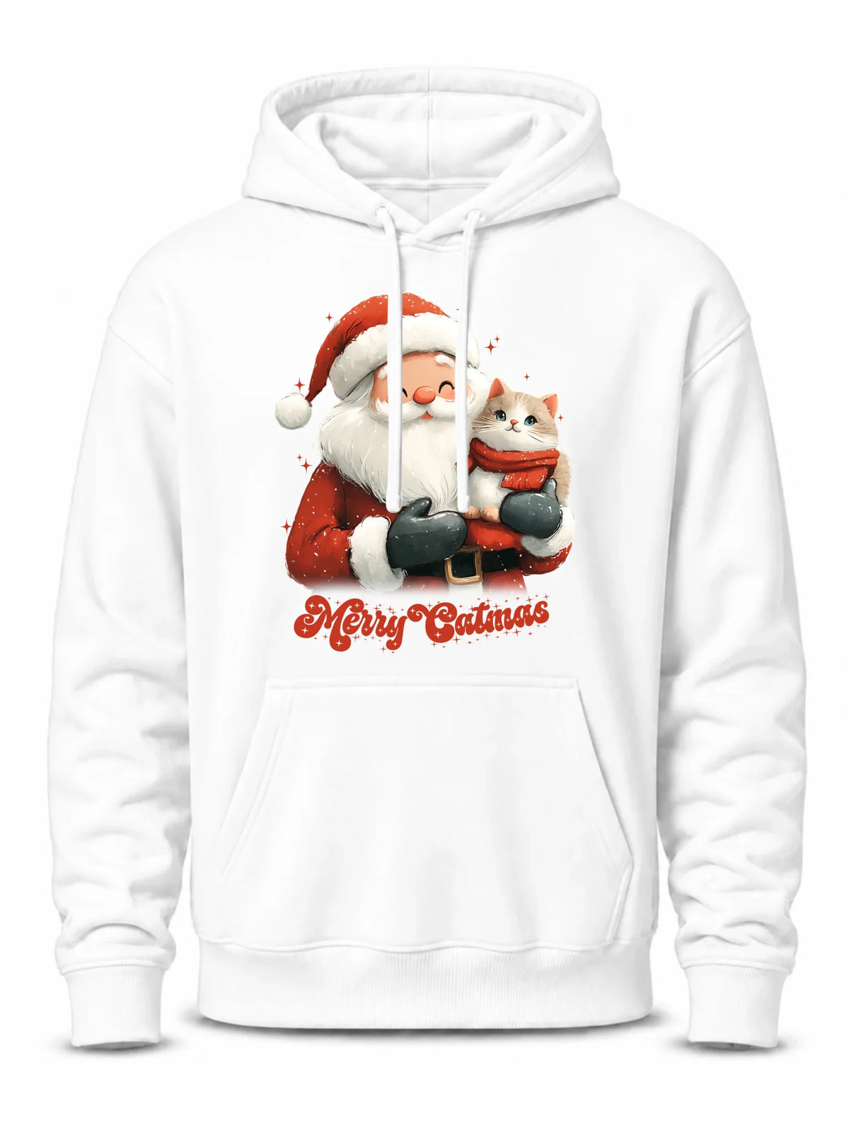 Bluza męska z kapturem świąteczna - Z kotem Merry Catmas BN38