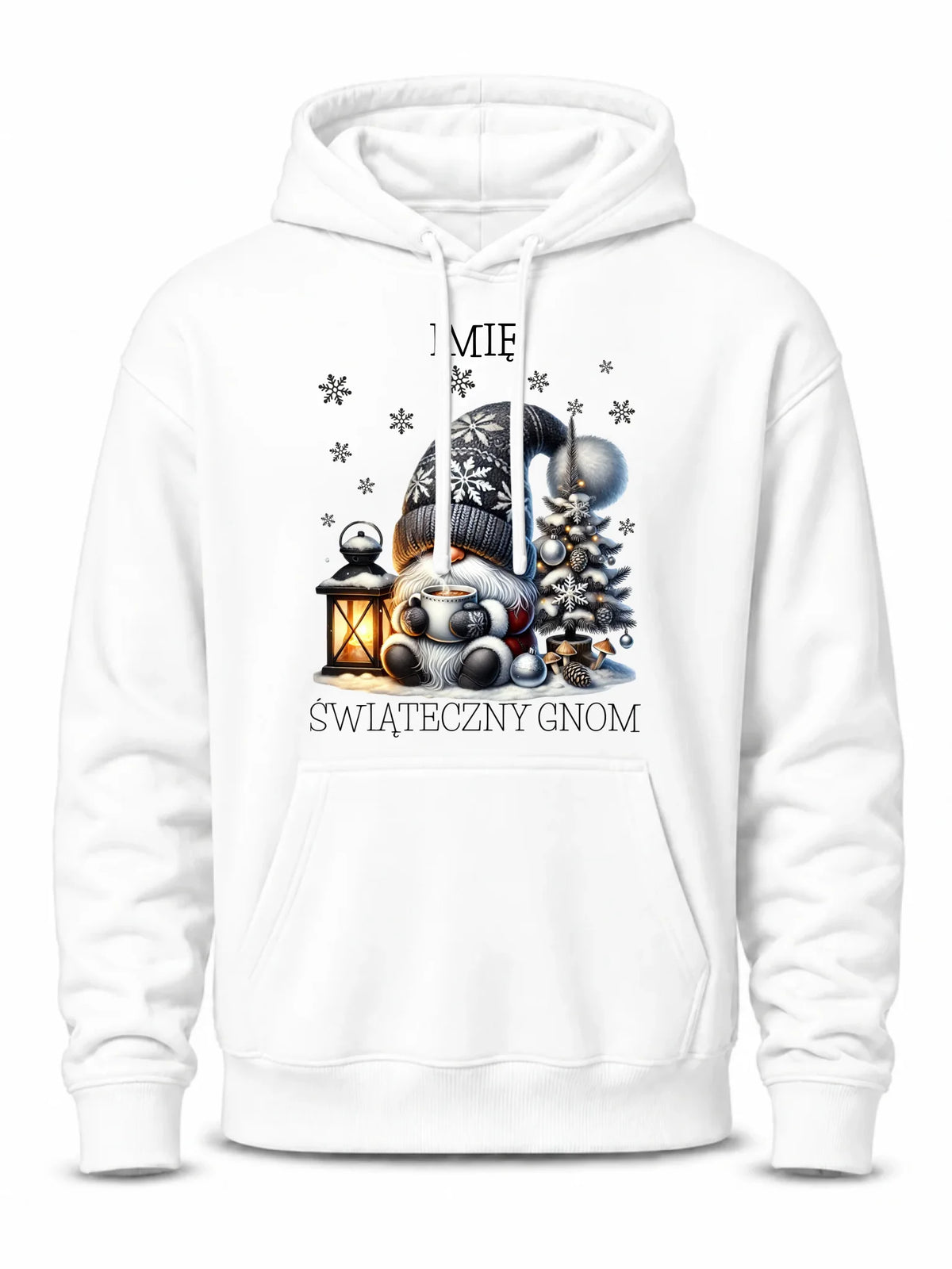 Bluza męska z kapturem świąteczna - Gnom z czekoladą - personalizowana BN41