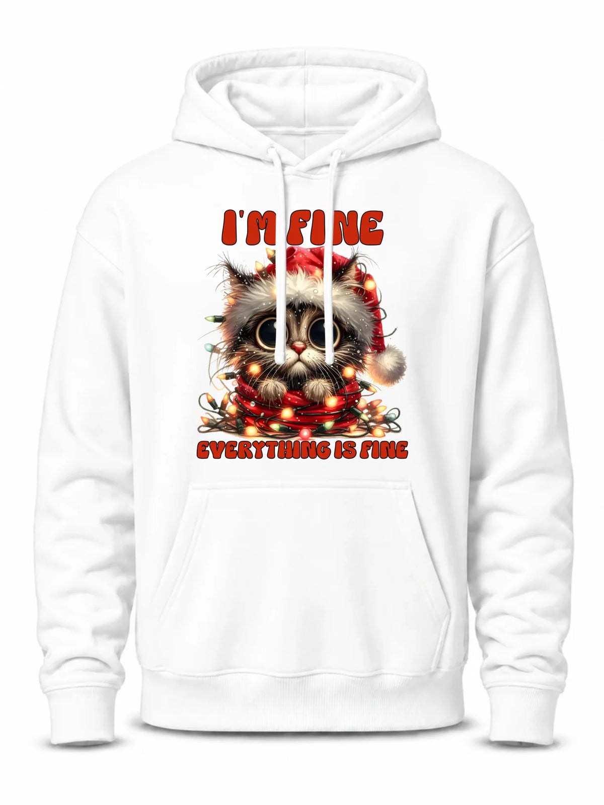 Bluza męska z kapturem świąteczna - Kotek I'm fine everything is fine BN67