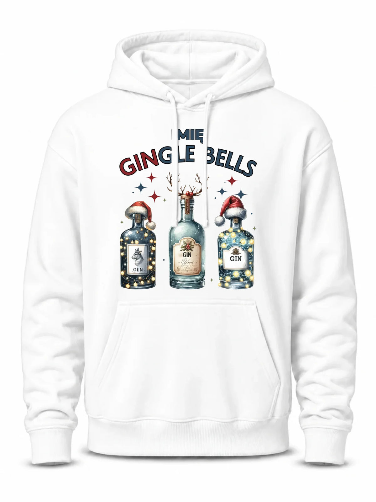 Bluza męska z kapturem świąteczna - Gin Gingle bells - personalizowana BN68