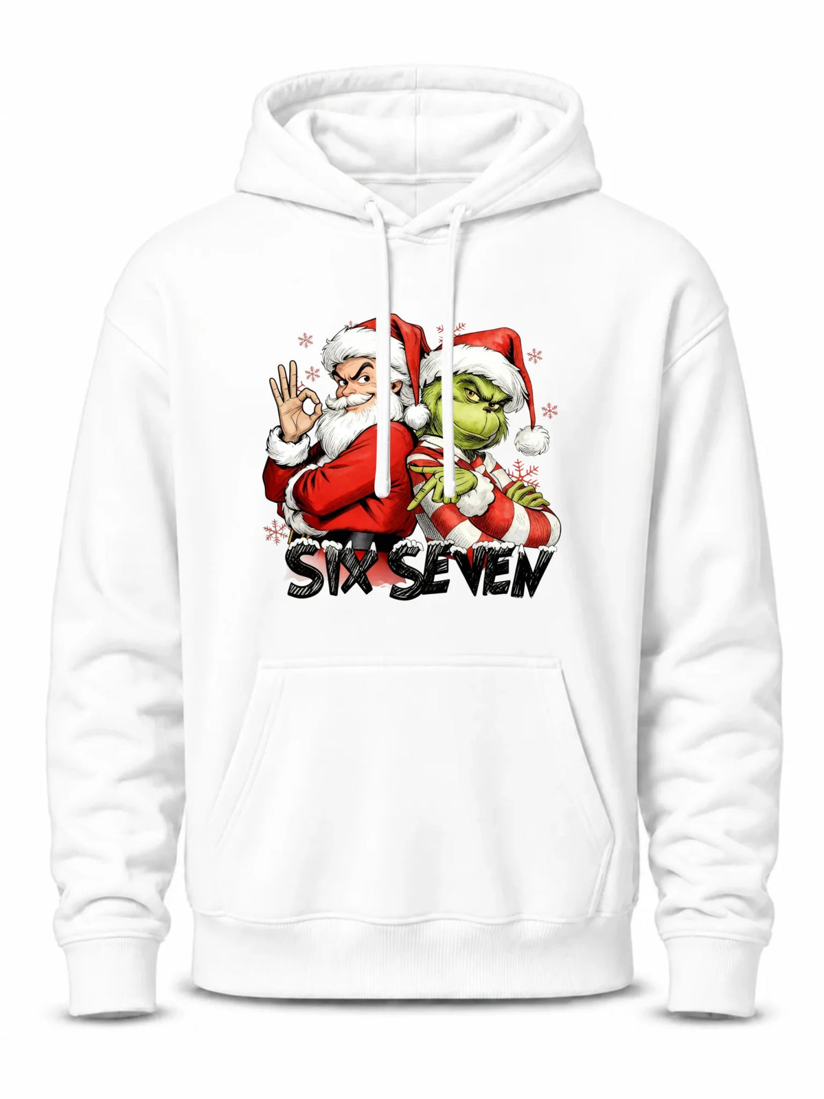 Bluza męska z kapturem świąteczna - Mikołaj i Grinch six seven 67 BN148