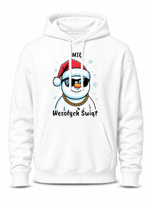 Bluza damska z kapturem świąteczna - Wesoły bałwan Wesołych Świąt - personalizowana BN82