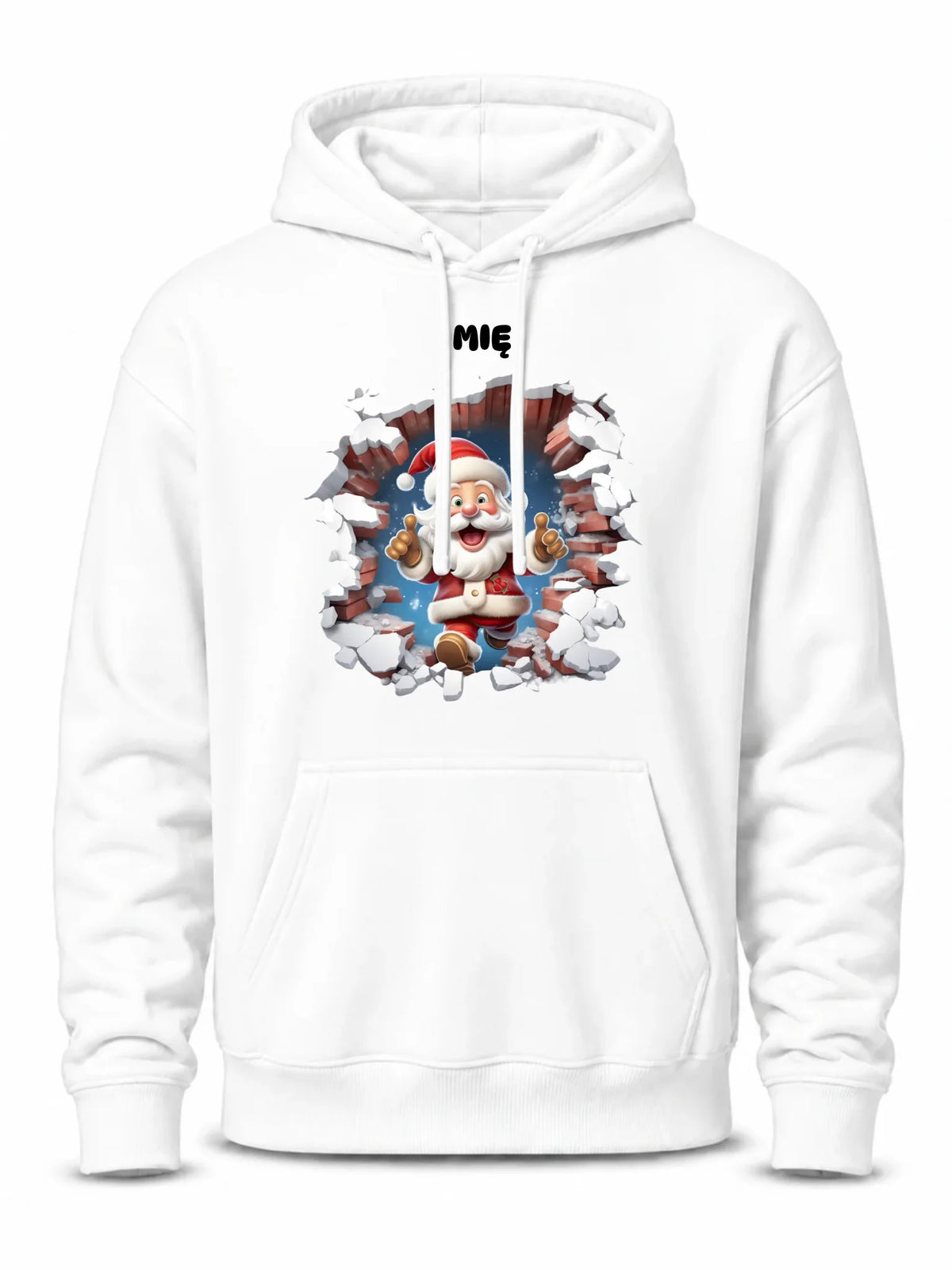 Bluza męska z kapturem świąteczna - Mikołaj 3D - personalizowana BN83