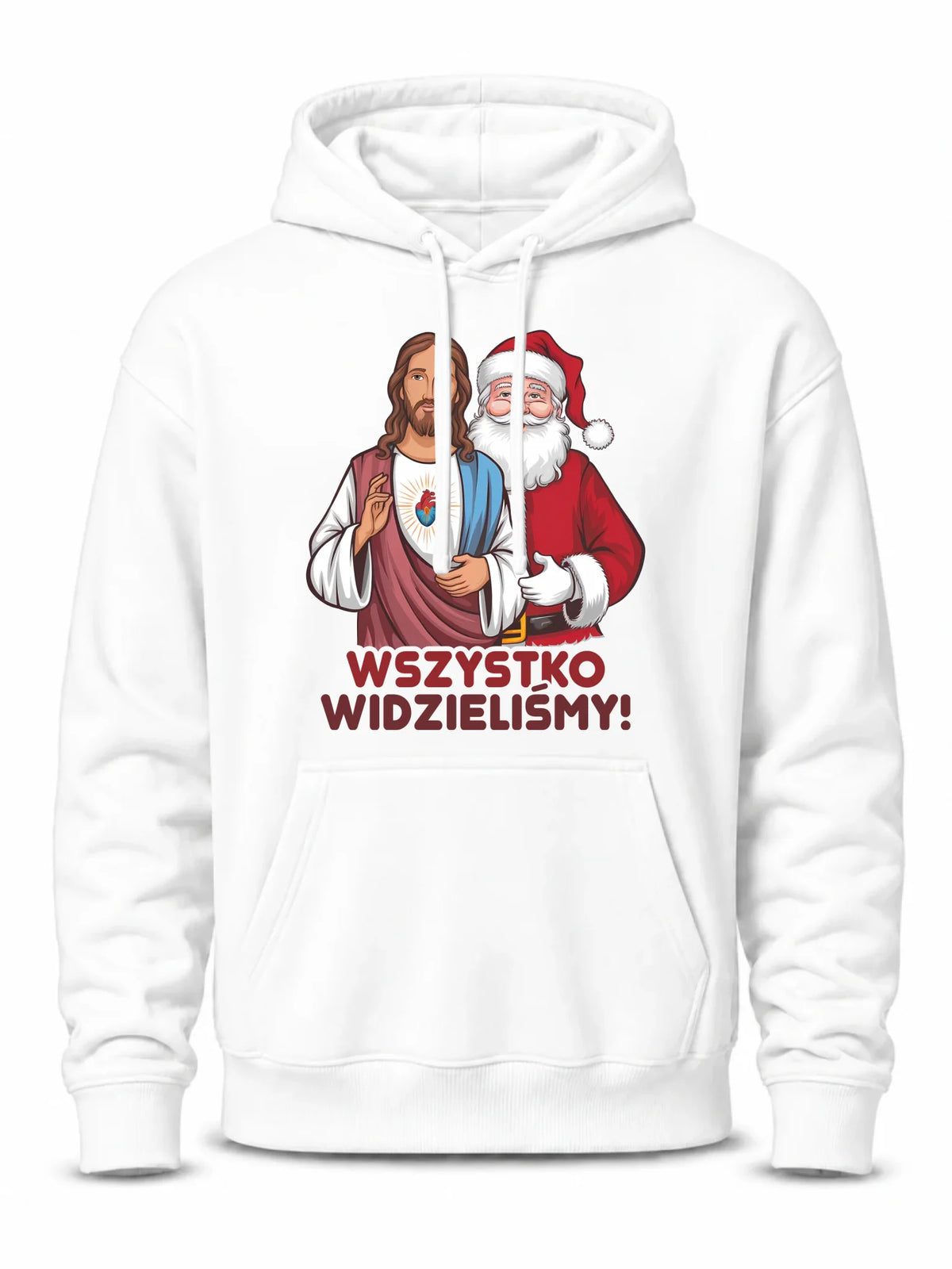Bluza męska z kapturem świąteczna - Jezus i Mikołaj Wszystko widzieliśmy BN89