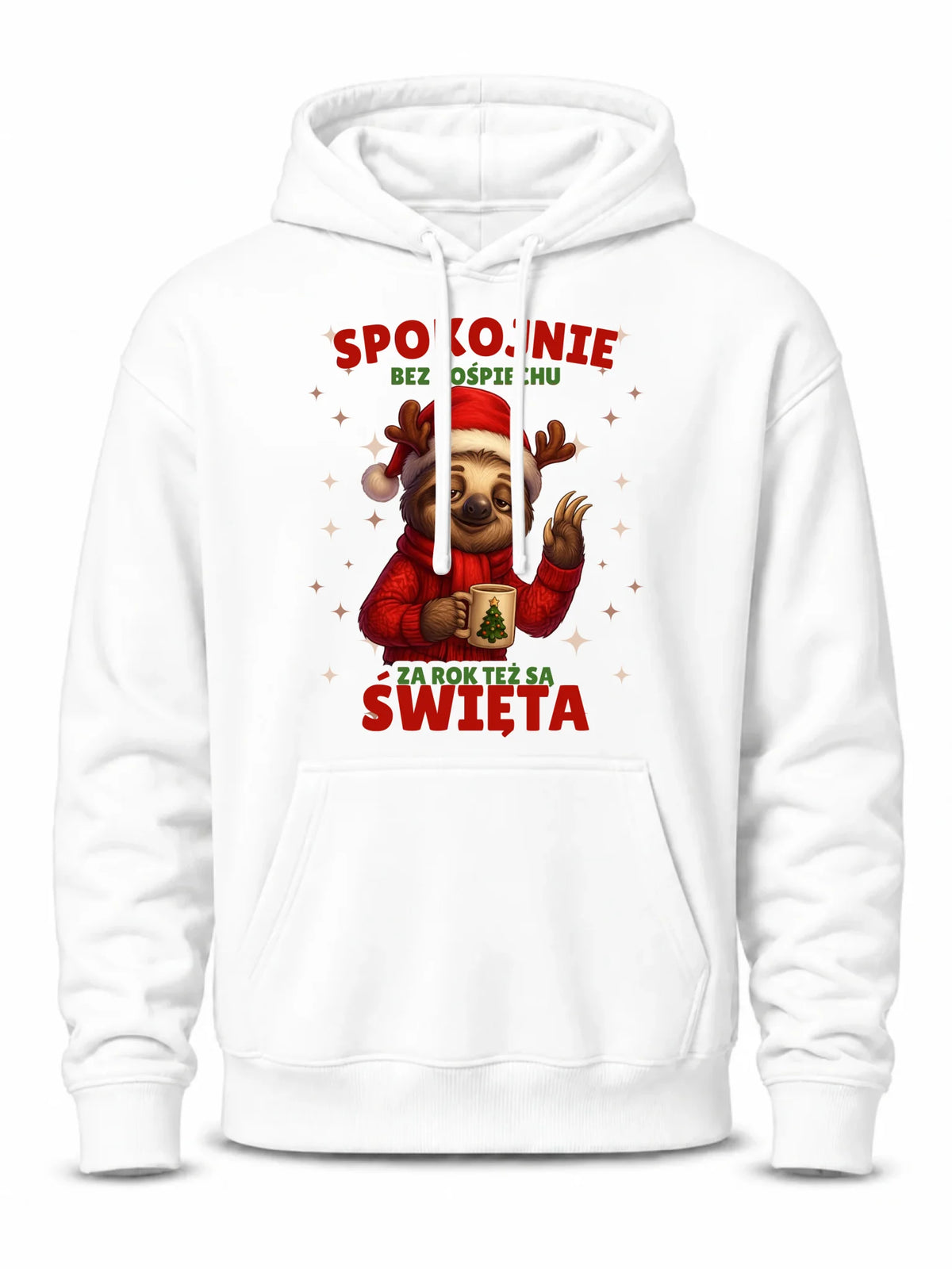 Bluza męska z kapturem świąteczna - Leniwiec Za rok też są święta BN92