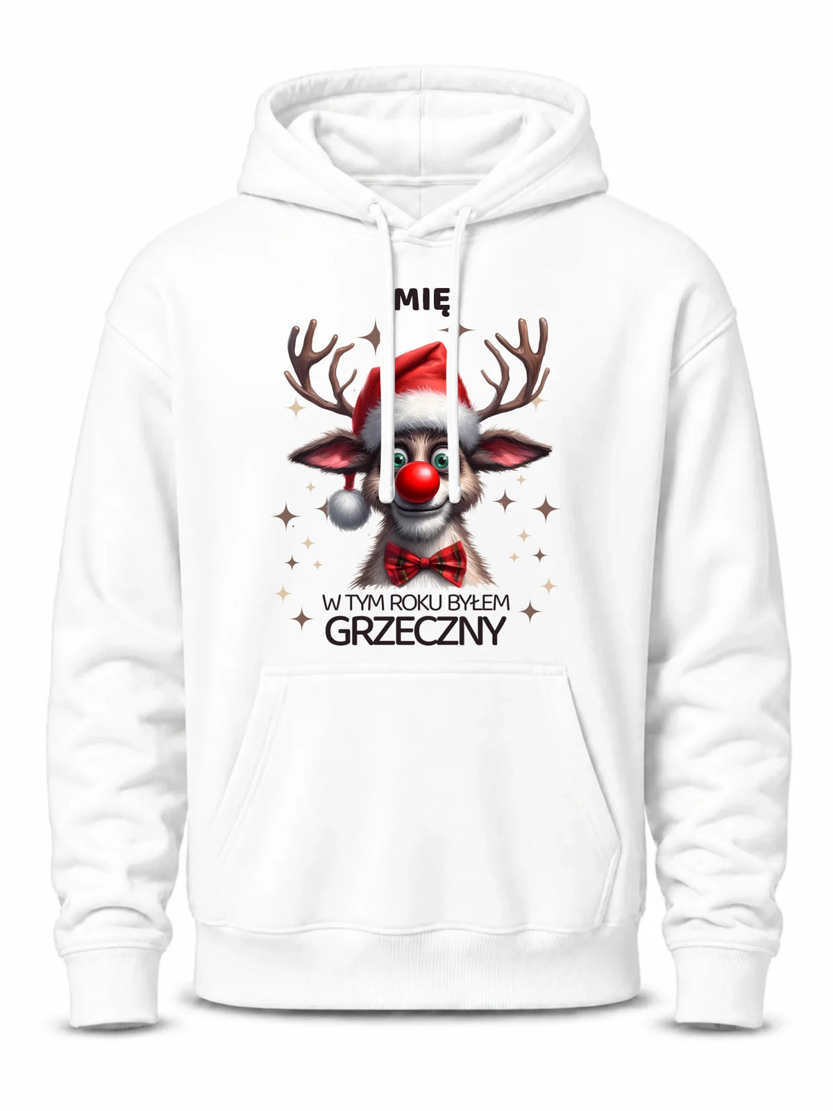 Bluza męska z kapturem świąteczna - Renifer W tym roku byłem grzeczny - personalizowana BN96