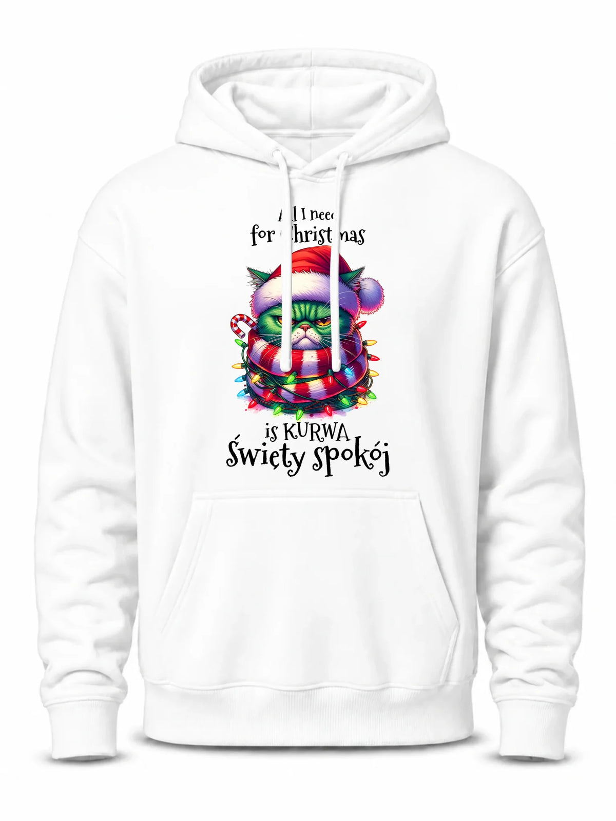 Bluza męska z kapturem świąteczna - All I need for Christmas is ku*wa święty spokój - bez cenzury BN101