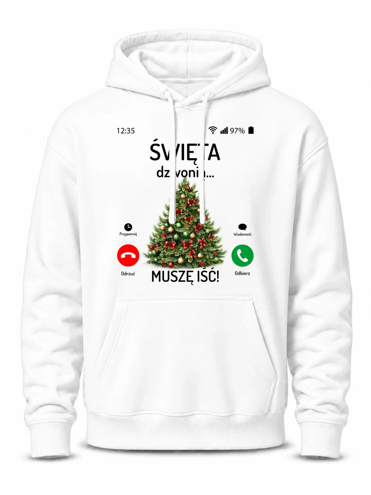 Bluza męska z kapturem świąteczna - Choinka Święta dzwonią muszę iść BN124