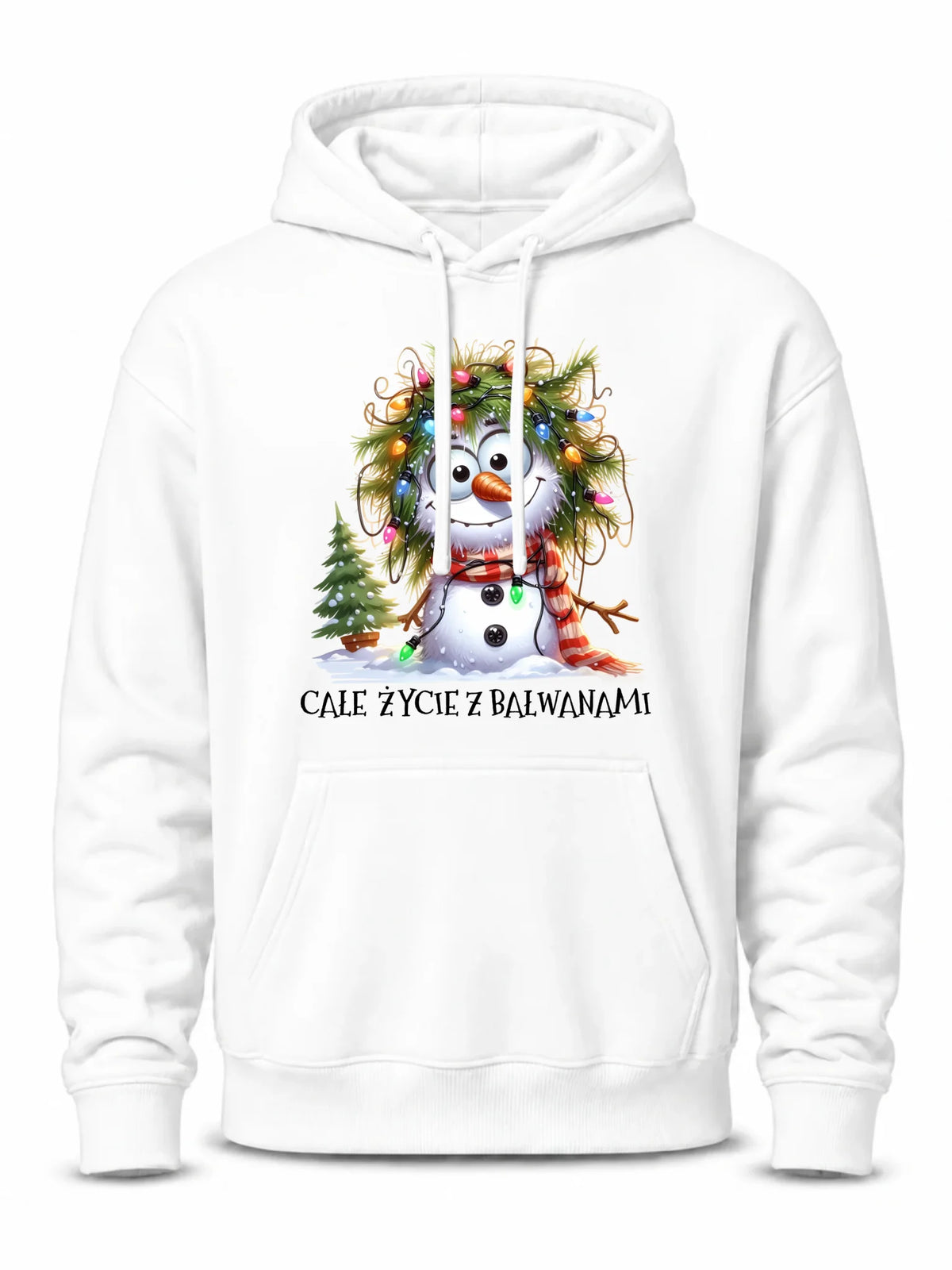 Bluza męska z kapturem świąteczna - Całe życie z bałwanami BN125