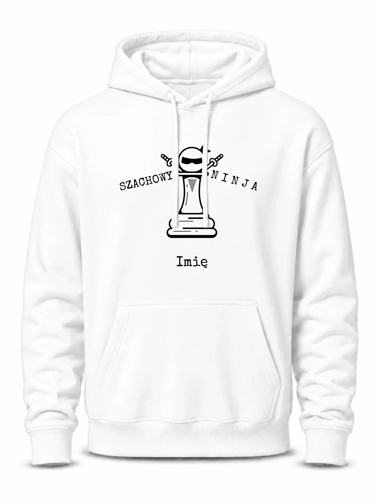 Bluza męska z kapturem dla szachisty - Szachowy ninja - personalizowana HSZ01