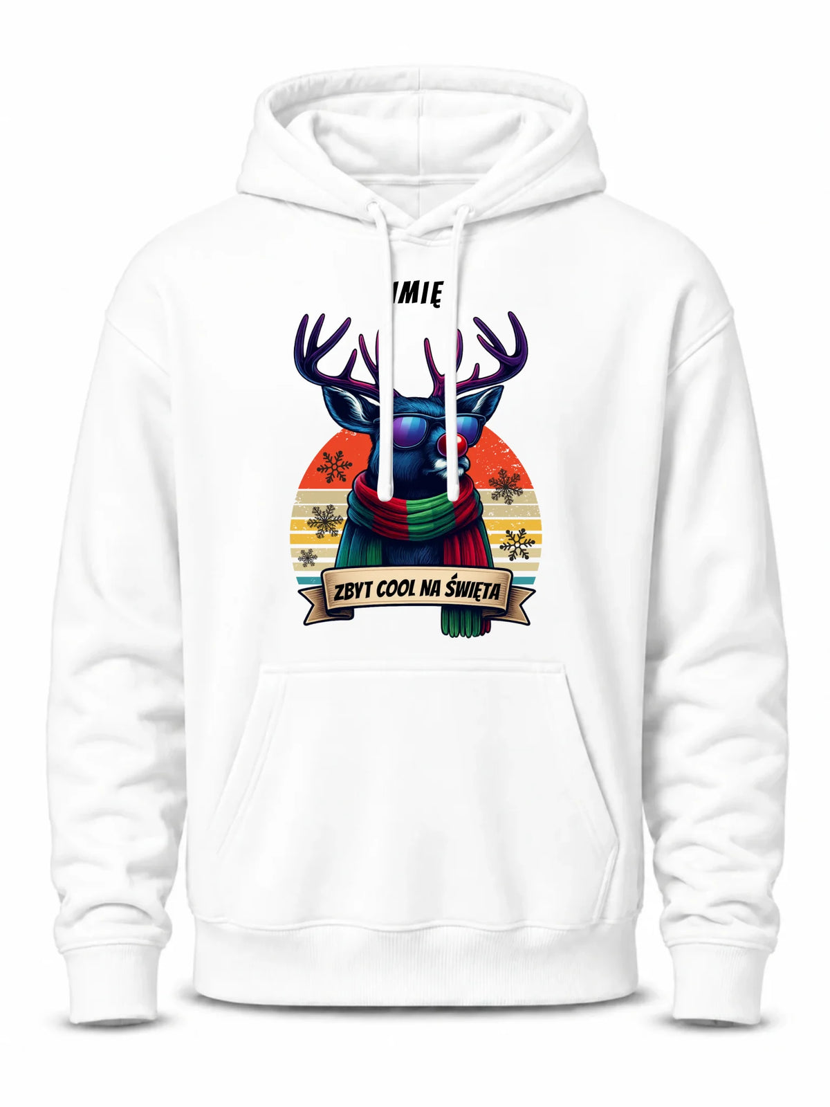 Bluza męska z kapturem świąteczna z reniferem - Zbyt cool na święta - personalizowana BN128