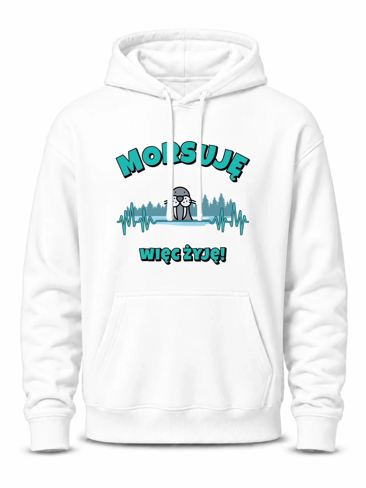 Bluza męska z kapturem - prezent dla morsa - Morsuję więc żyję - Mors HM02