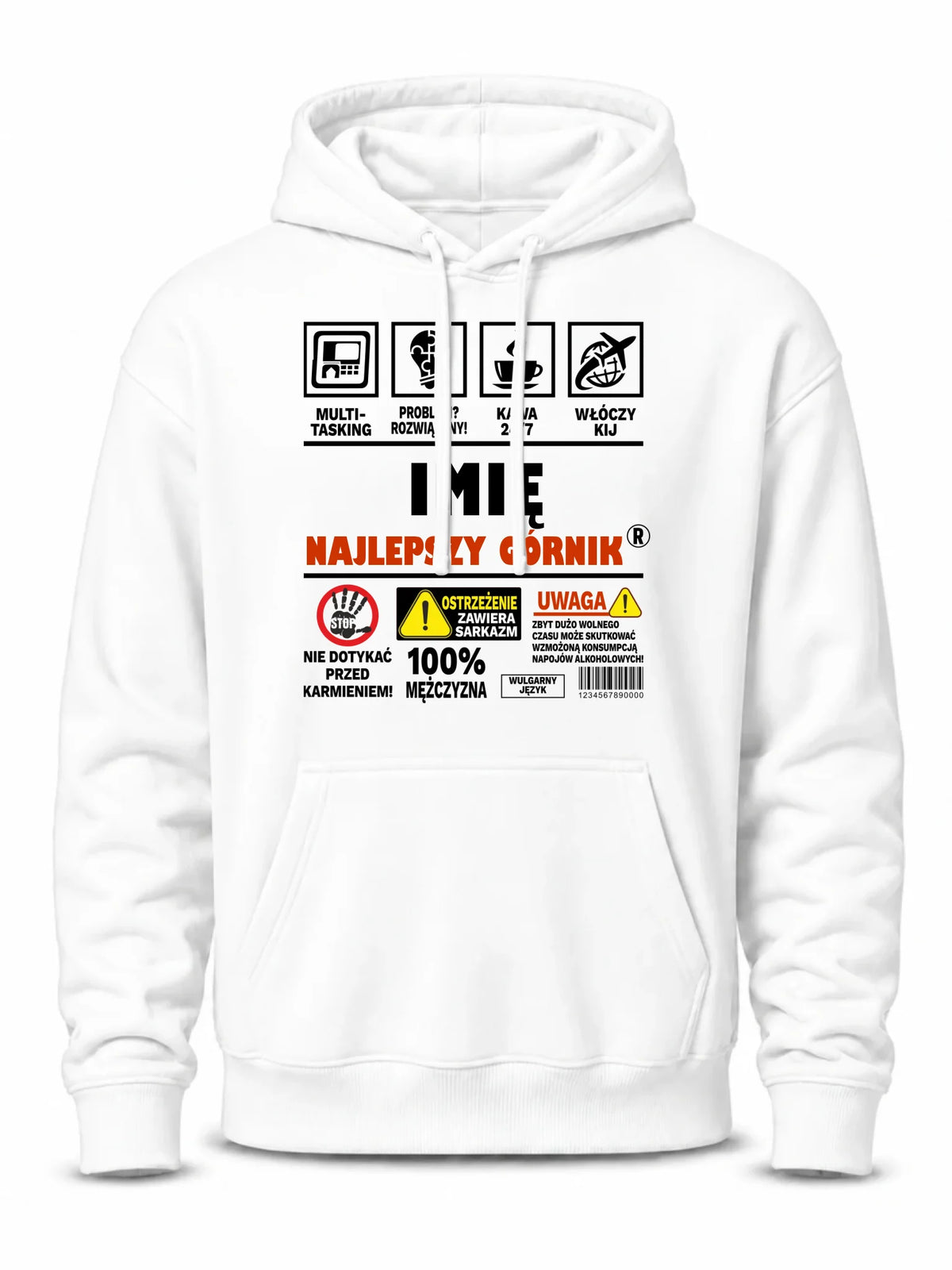 Bluza męska z kapturem - prezent dla górnika - Najlepszy górnik 24/7 - personalizowana G11