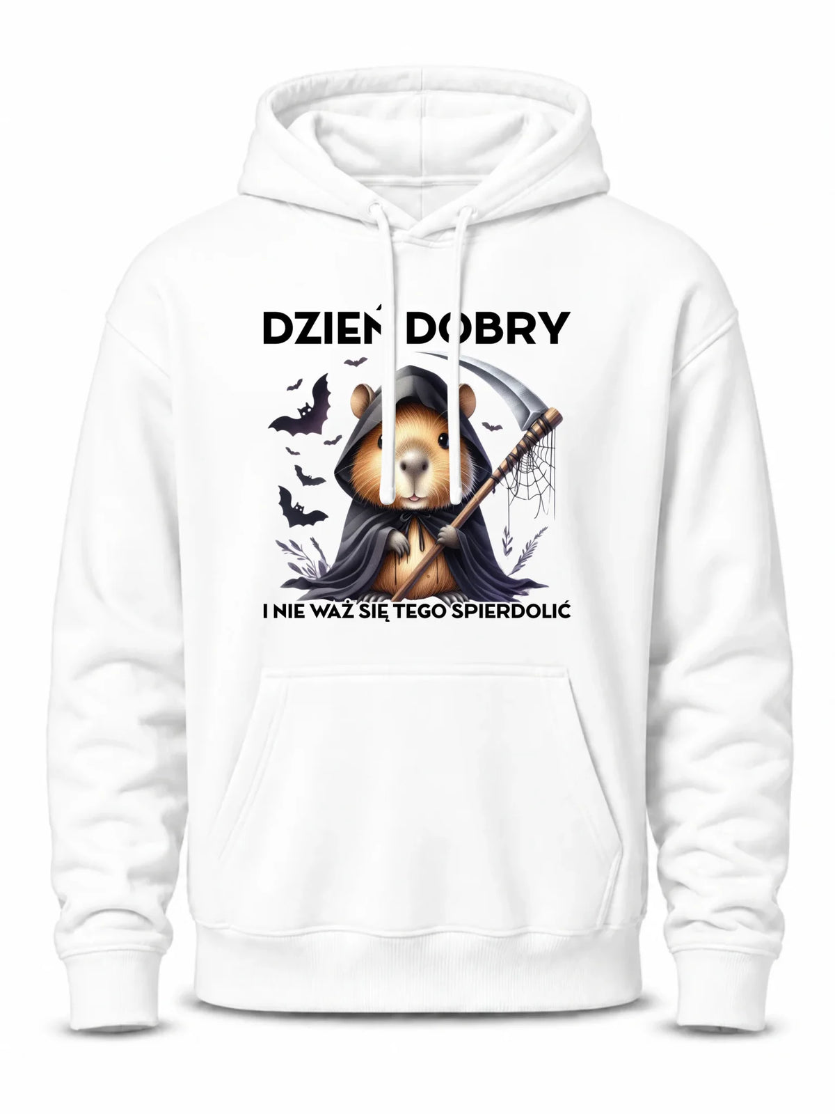 Bluza męska z kapturem na halloween - Kapibara Żniwiarz - Dzień dobry - bez cenzury HL20