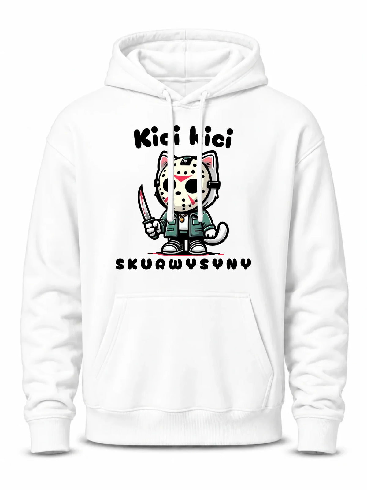 Bluza męska z kapturem na Halloween - Kici kici sk*rwysyny - bez cenzury HL28