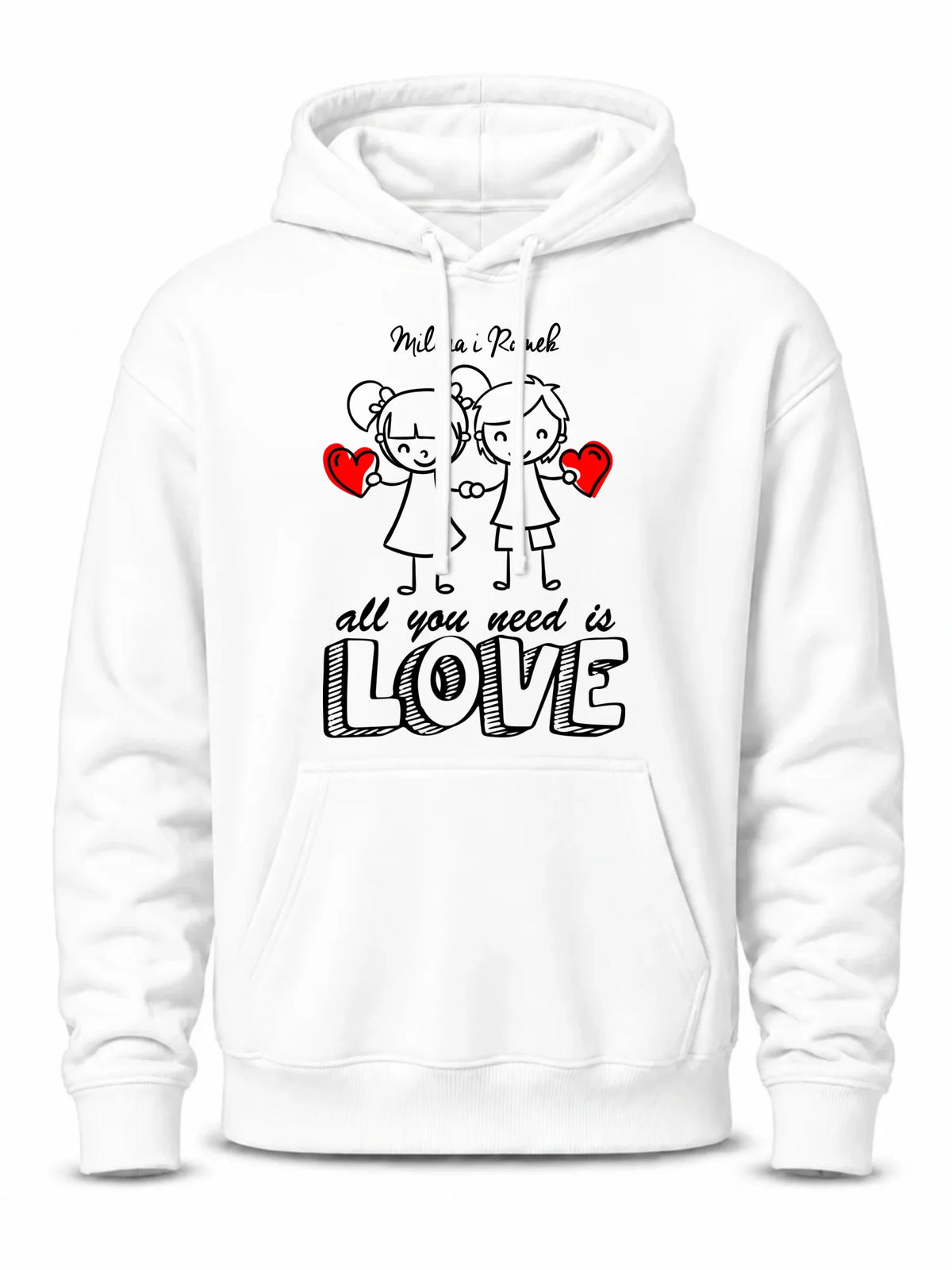 Bluza męska z kapturem dla par - All You need is love - personalizowana W13