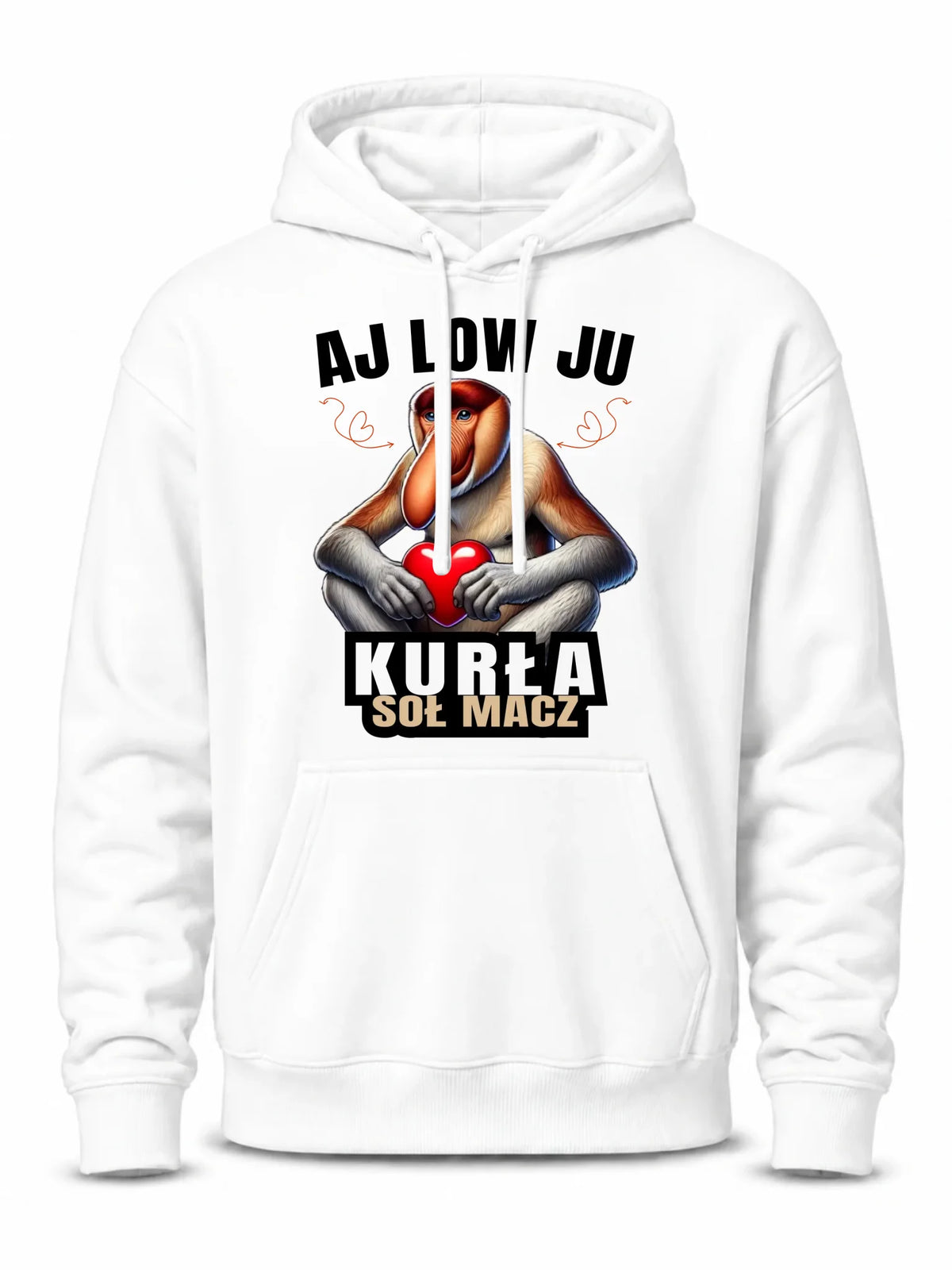 Bluza męska z kapturem dla par - Janusz nosacz - Aj low ju kurła W26