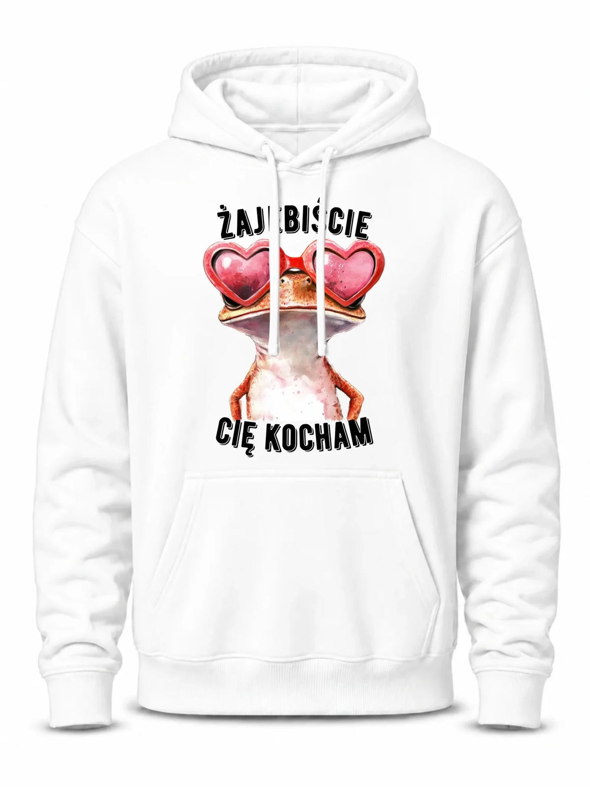 Bluza męska z kapturem dla par - Żajebiście Cię Kocham Żaba W17