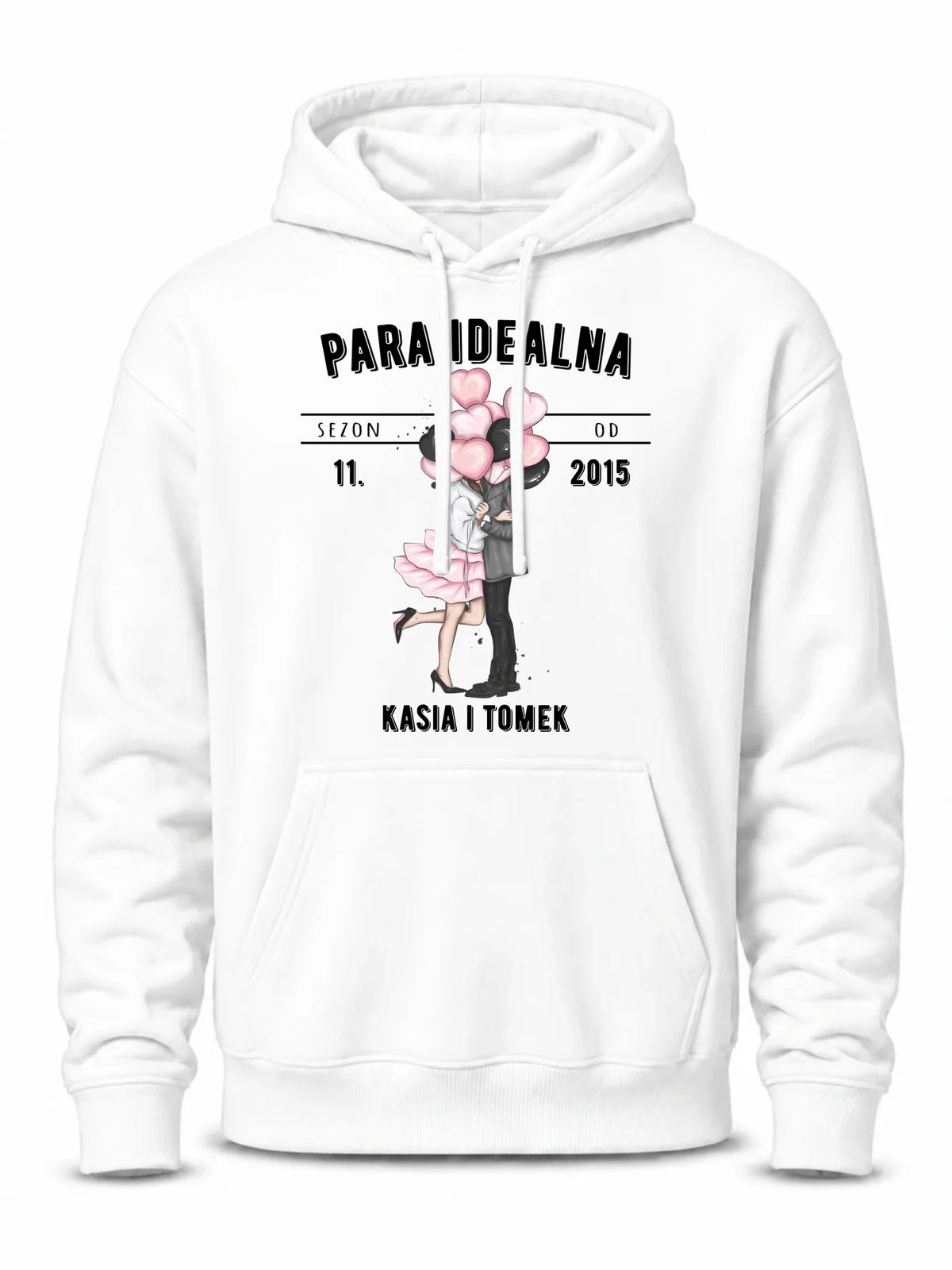 Bluza męska z kapturem dla par na rocznicę - Para idealna - personalizowana W11