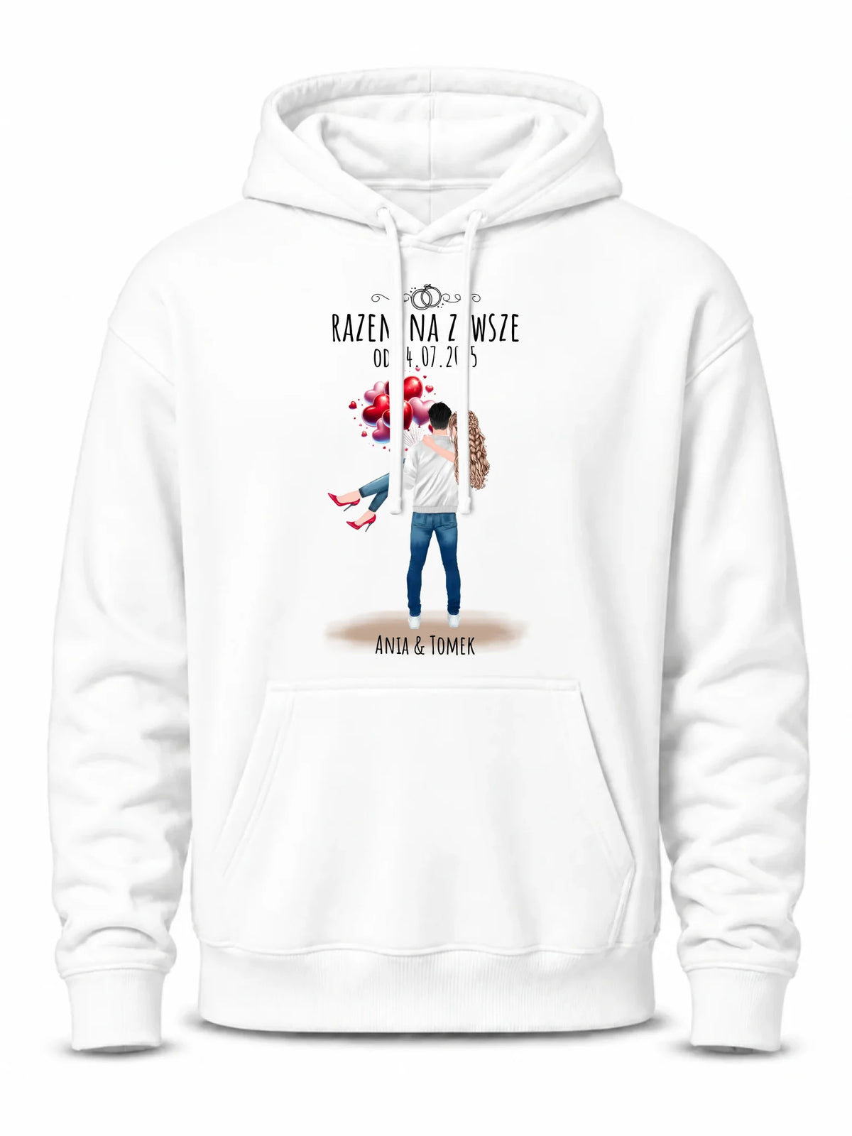 Bluza męska z kapturem dla par na rocznicę - Razem na zawsze - personalizowana W14
