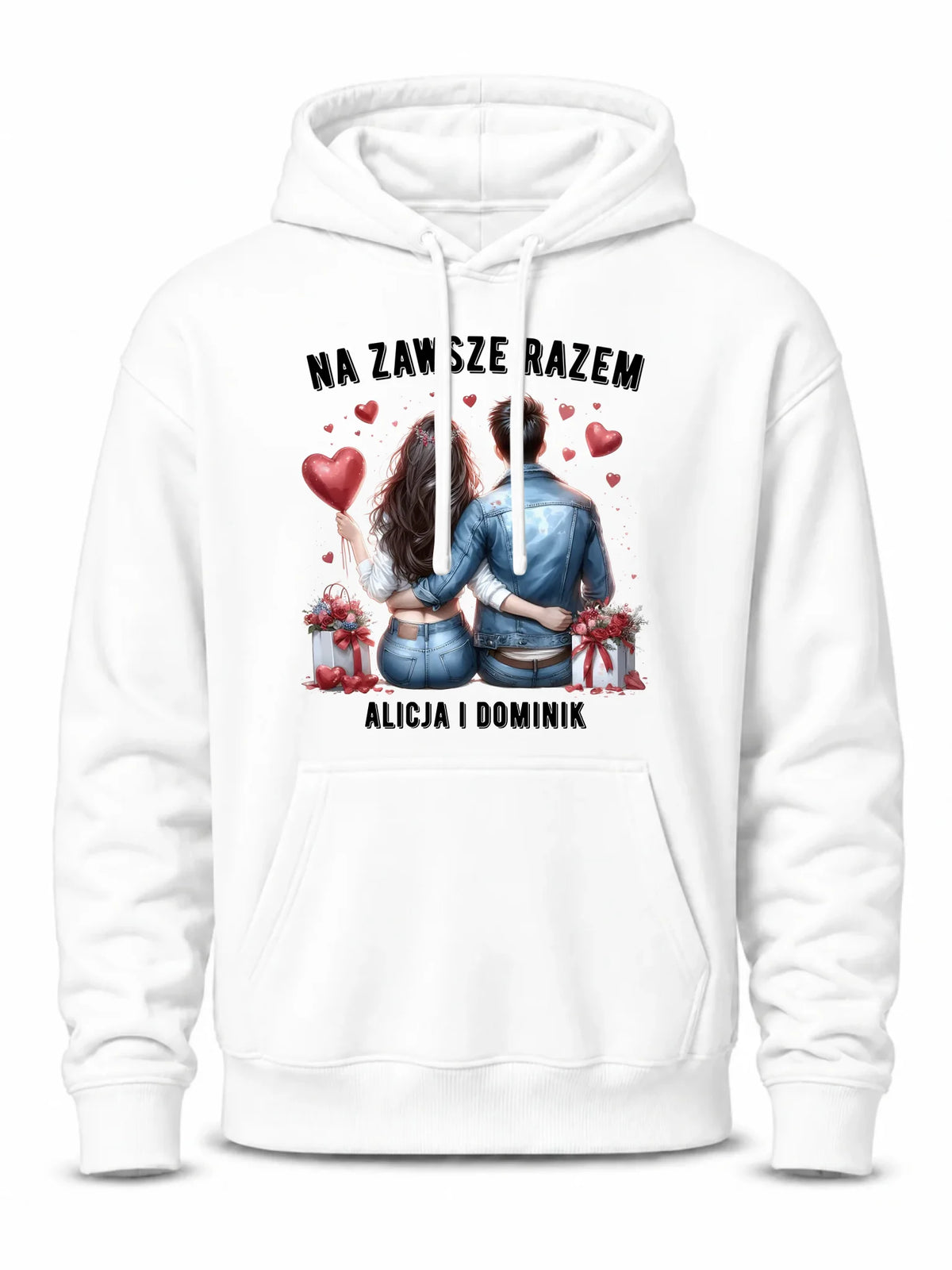 Bluza męska z kapturem dla par - Na zawsze razem - personalizowana W07