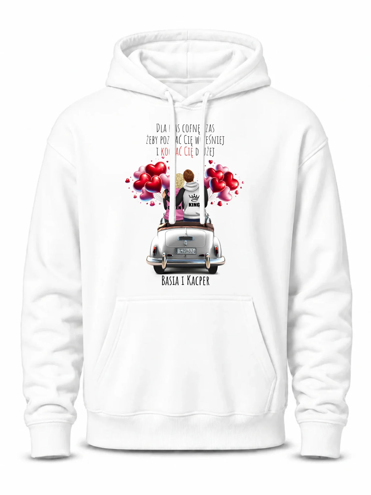 Bluza męska z kapturem dla par - Dla nas cofnę czas - personalizowana W08