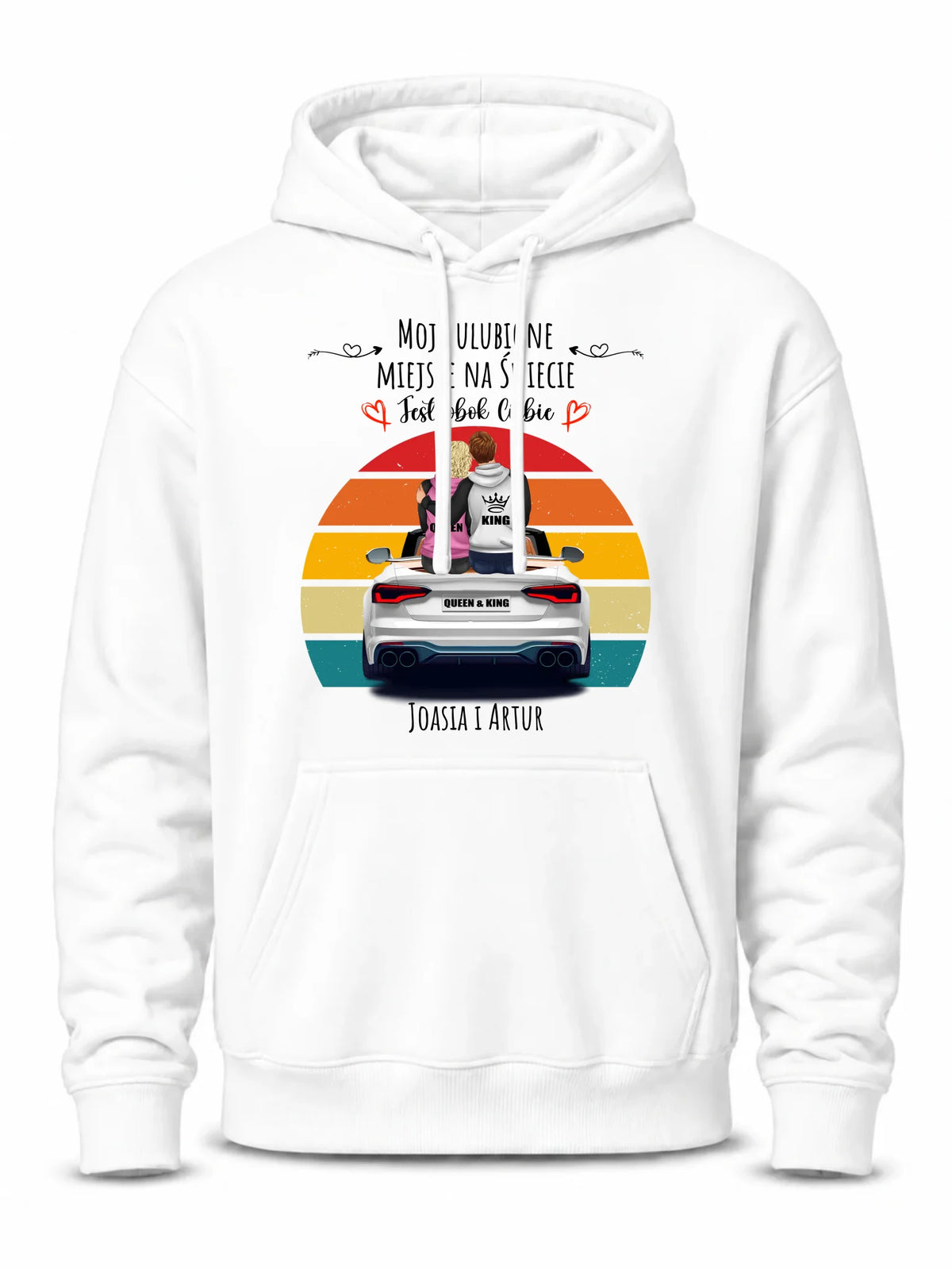 Bluza męska z kapturem dla par - Moje ulubione miejsce - personalizowana W06