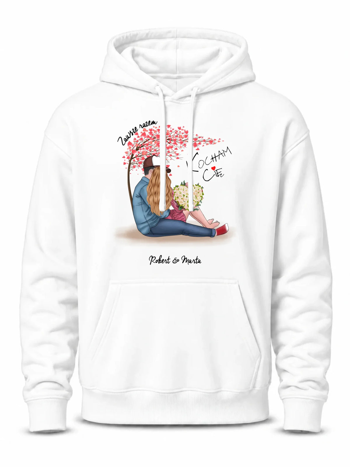 Bluza męska z kapturem dla par - prezent dla chłopaka narzeczonego męża - Zawsze razem - personalizowana W04