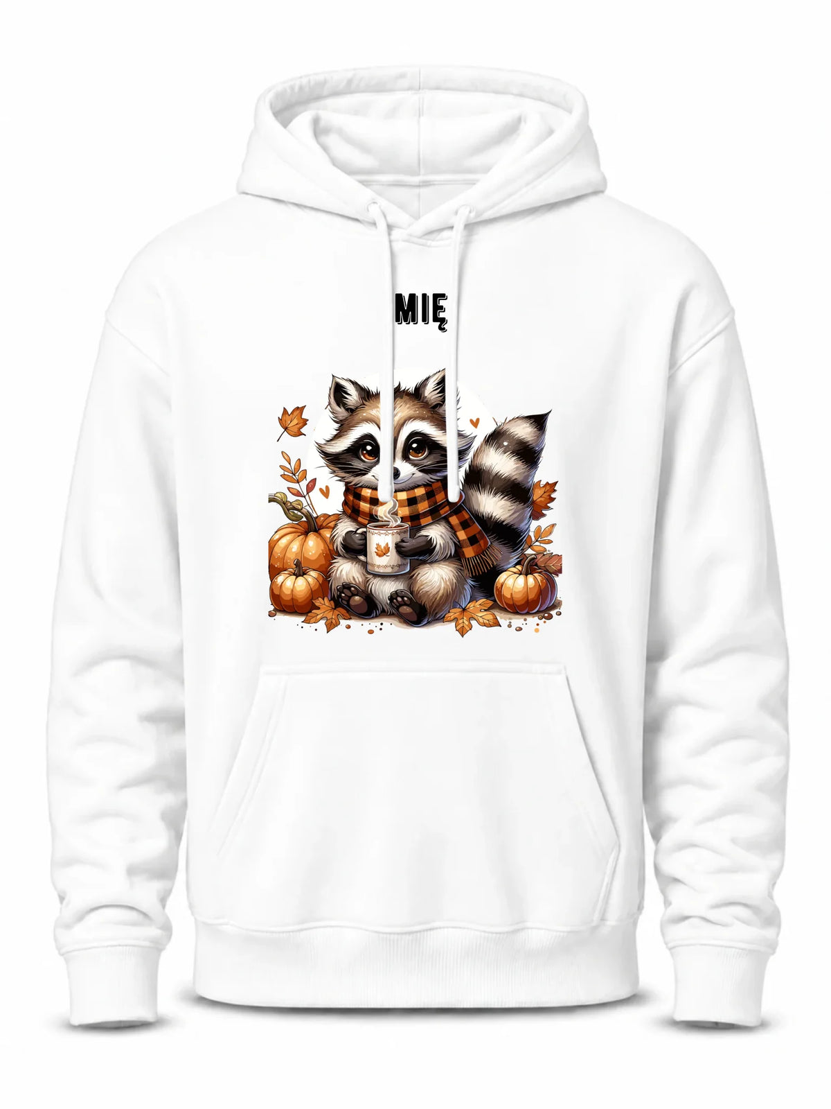 Bluza męska z kapturem jesienna – Szop z kawą i dyniami - personalizowana JS16