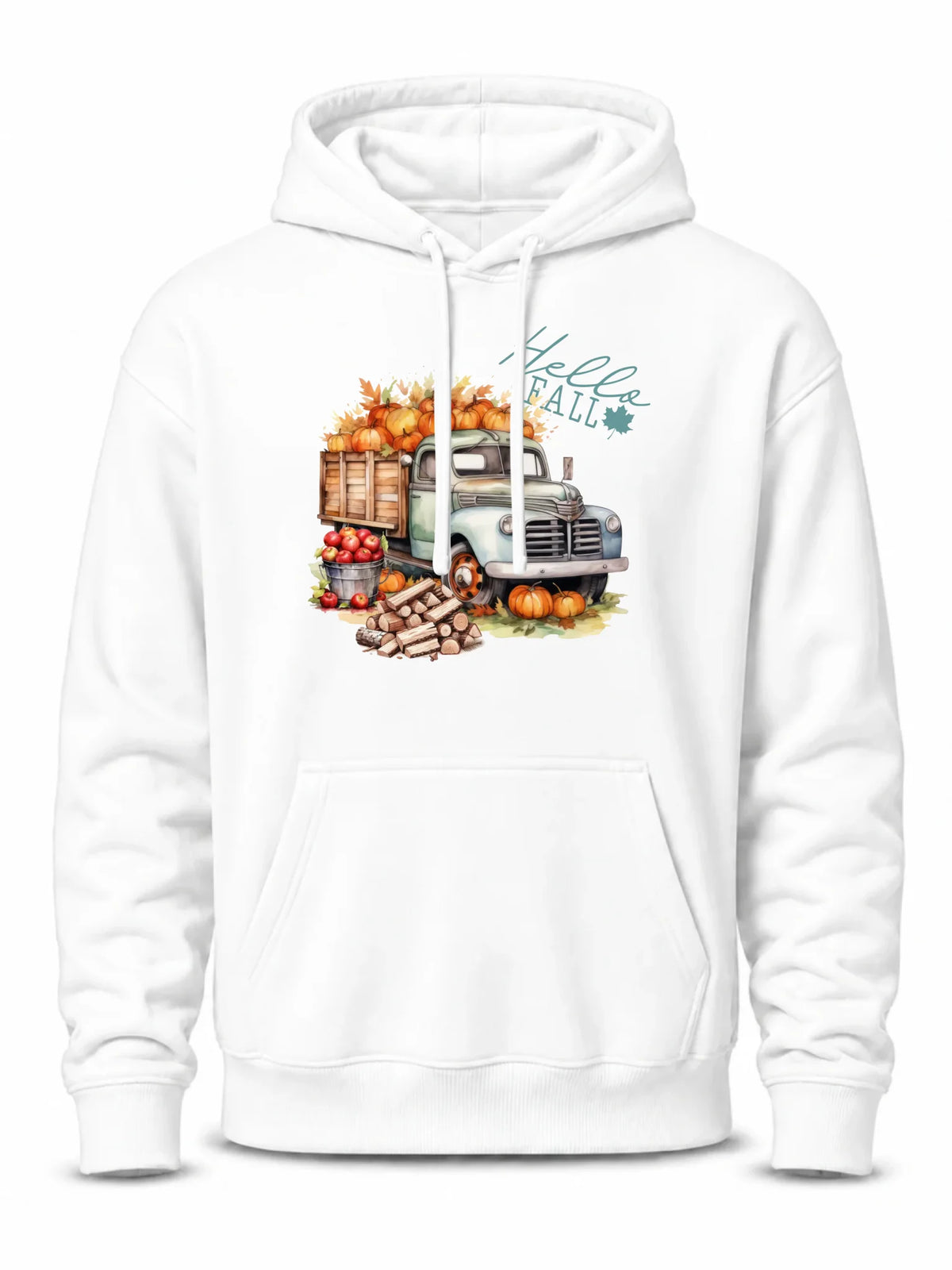 Bluza męska z kapturem jesienna – Hello Fall ciężarówka z dyniami JS08