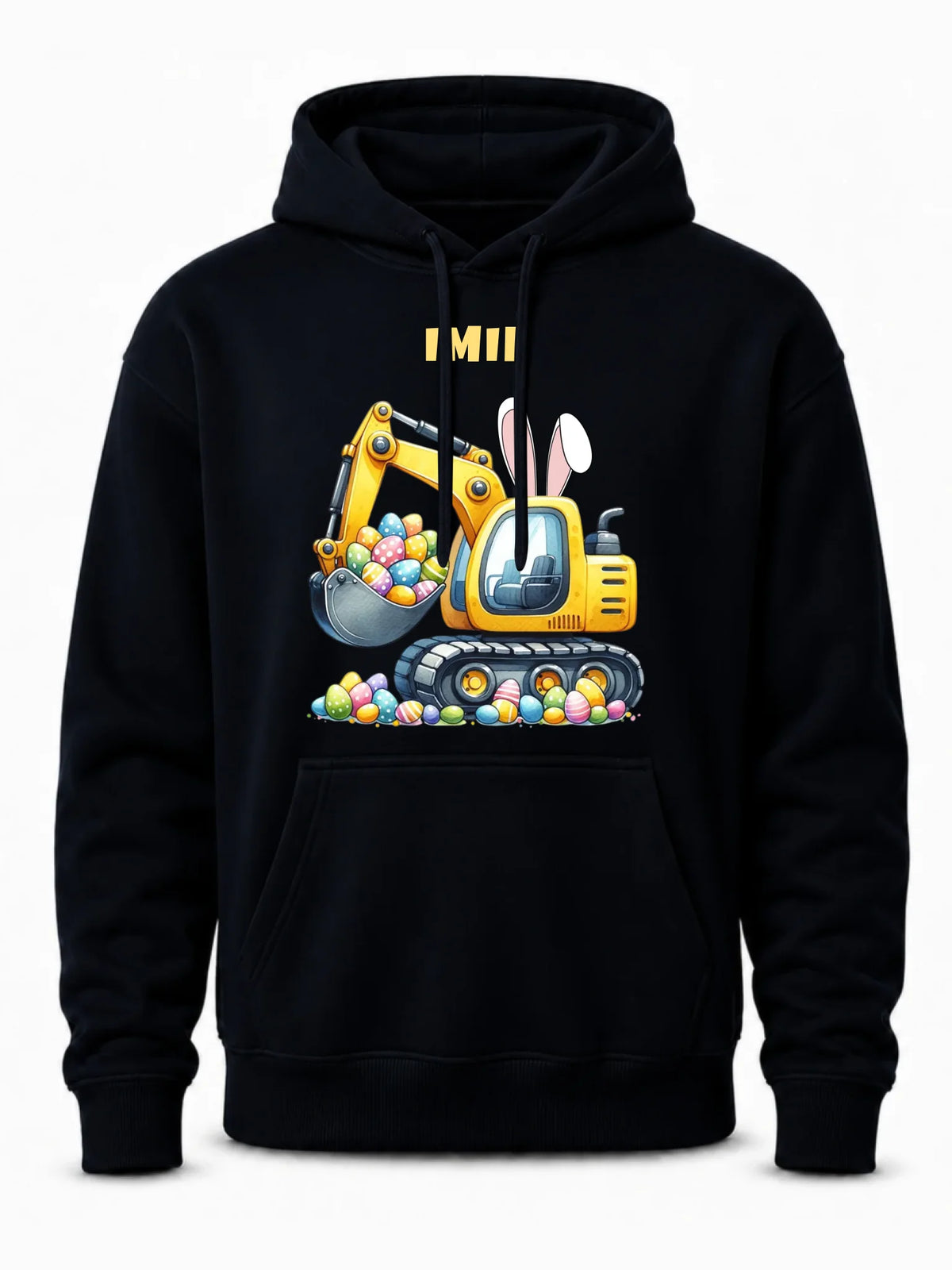 Bluza męska z kapturem na Wielkanoc - Koparka z pisankami - personalizowana WN17