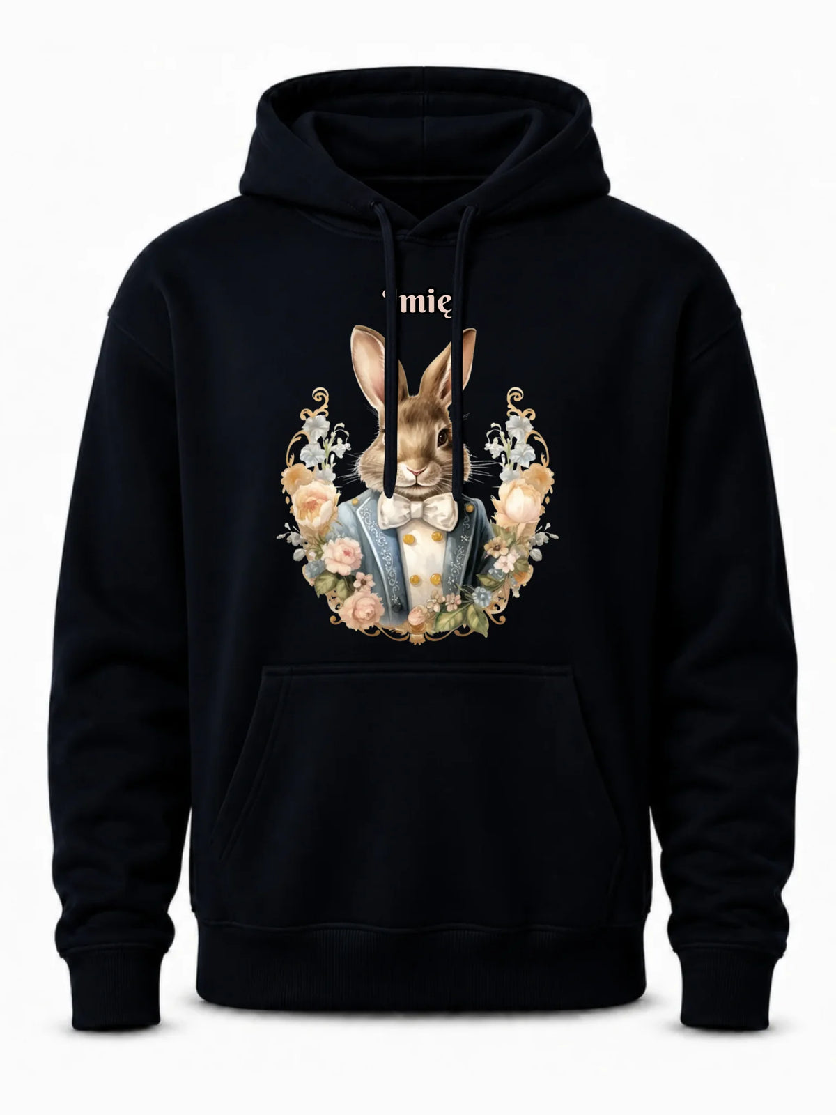 Bluza męska z kapturem na Wielkanoc - Elegancki Pan Zając - personalizowana WN06