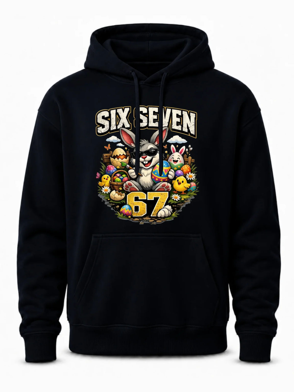 Bluza męska z kapturem wielkanocna - Zając Six Seven 67 WN10