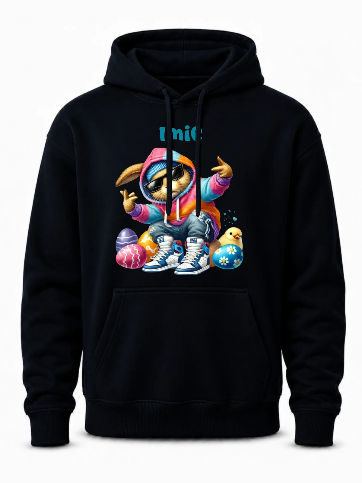 Bluza męska z kapturem na Wielkanoc - Sigma Zając w pisankach - Prezent personalizowany WN04