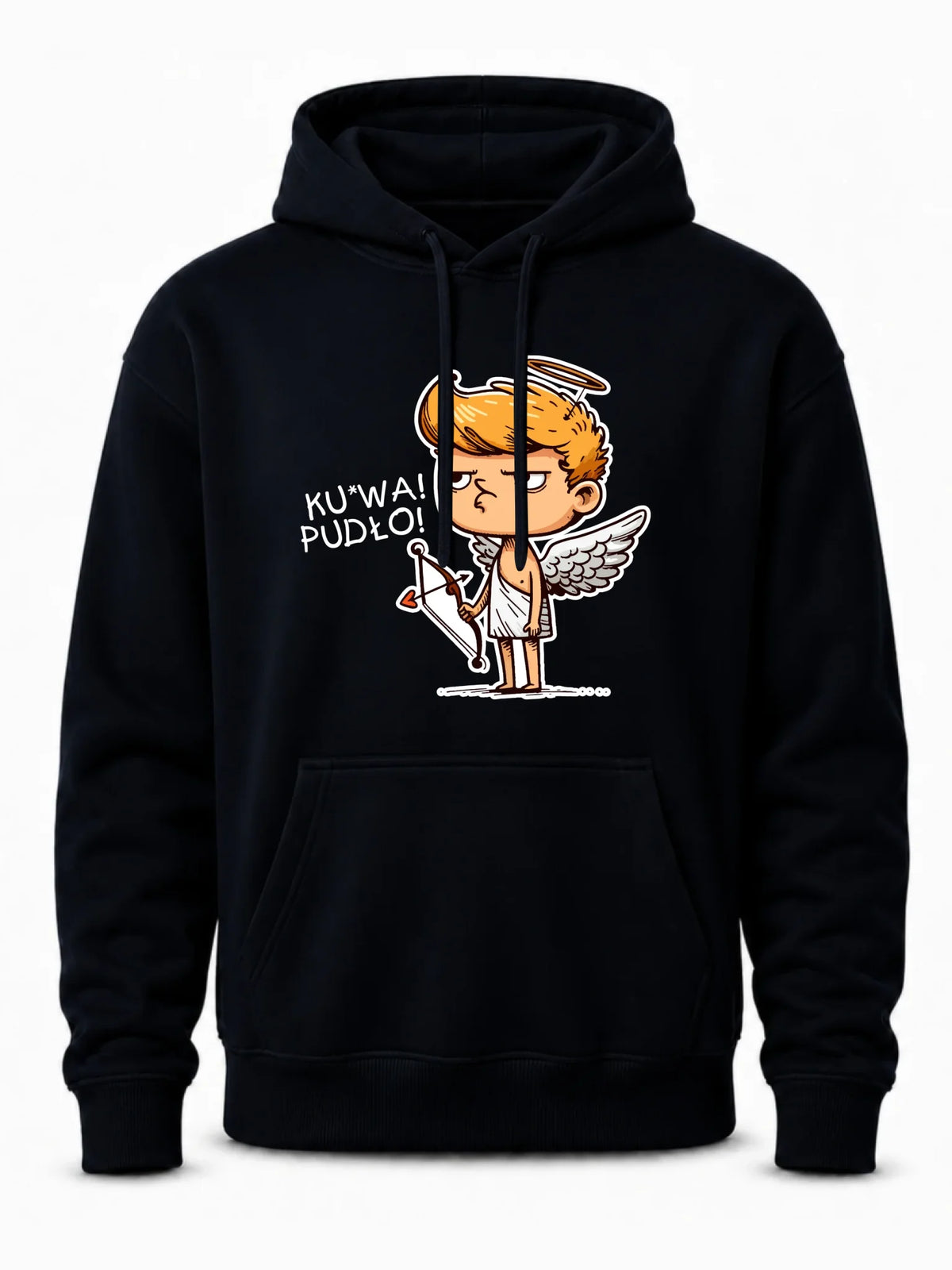 Bluza męska z kapturem - Aniołek z łukiem ku*wa pudło - bez cenzury W56