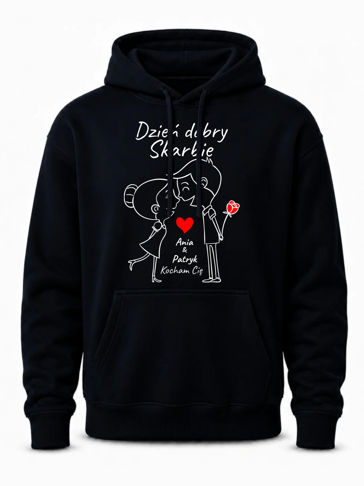 Bluza męska z kapturem dla par - Dzień dobry Skarbie - personalizowana W15