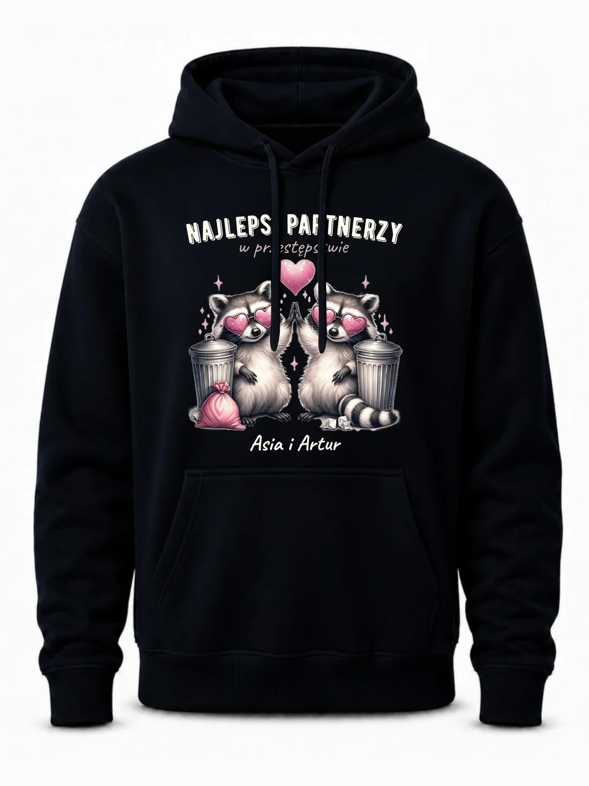 Bluza męska z kapturem dla par - Najlepsi partnerzy w przestępstwie - personalizowana W27