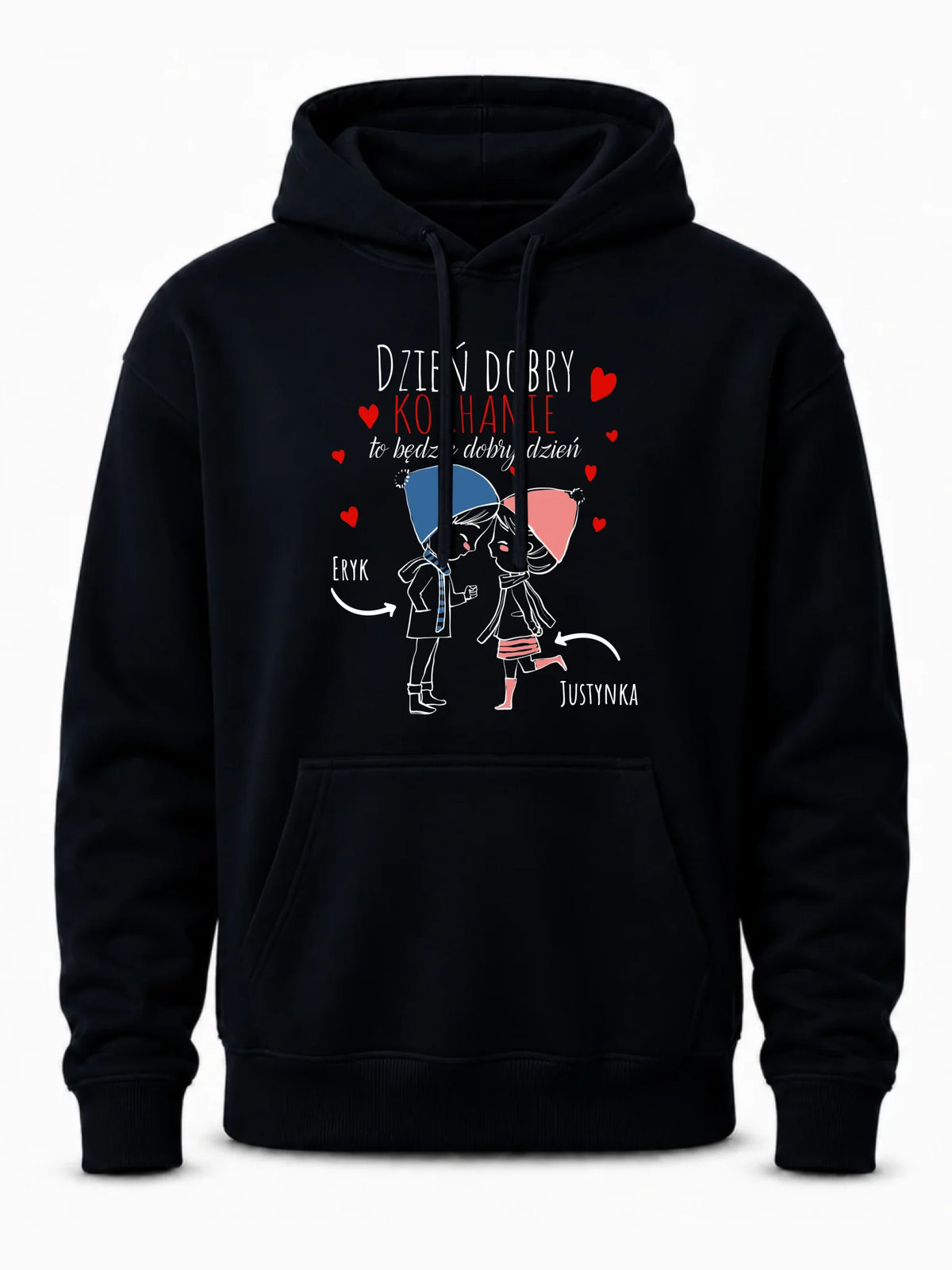 Bluza męska z kapturem dla par - Dzień dobry Kochanie - personalizowana W10